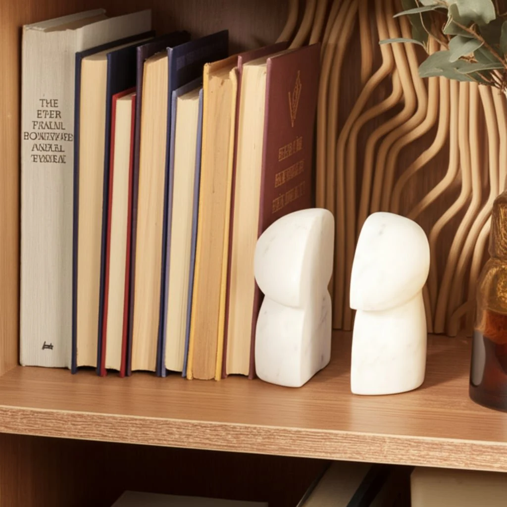 S/2 6" Marble Mushroom Bookends, White - Image 11