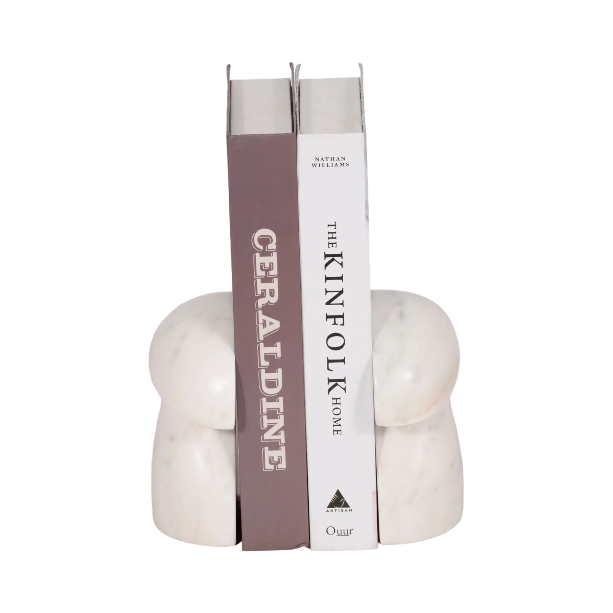 S/2 6" Marble Mushroom Bookends, White - Image 2