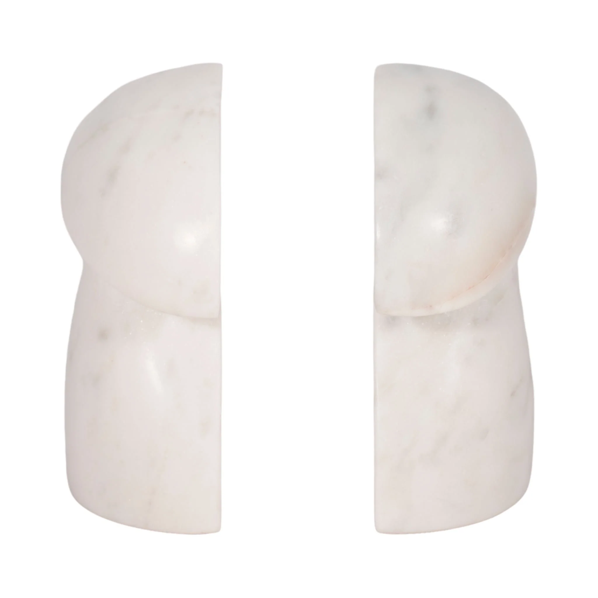S/2 6" Marble Mushroom Bookends, White - Image 3