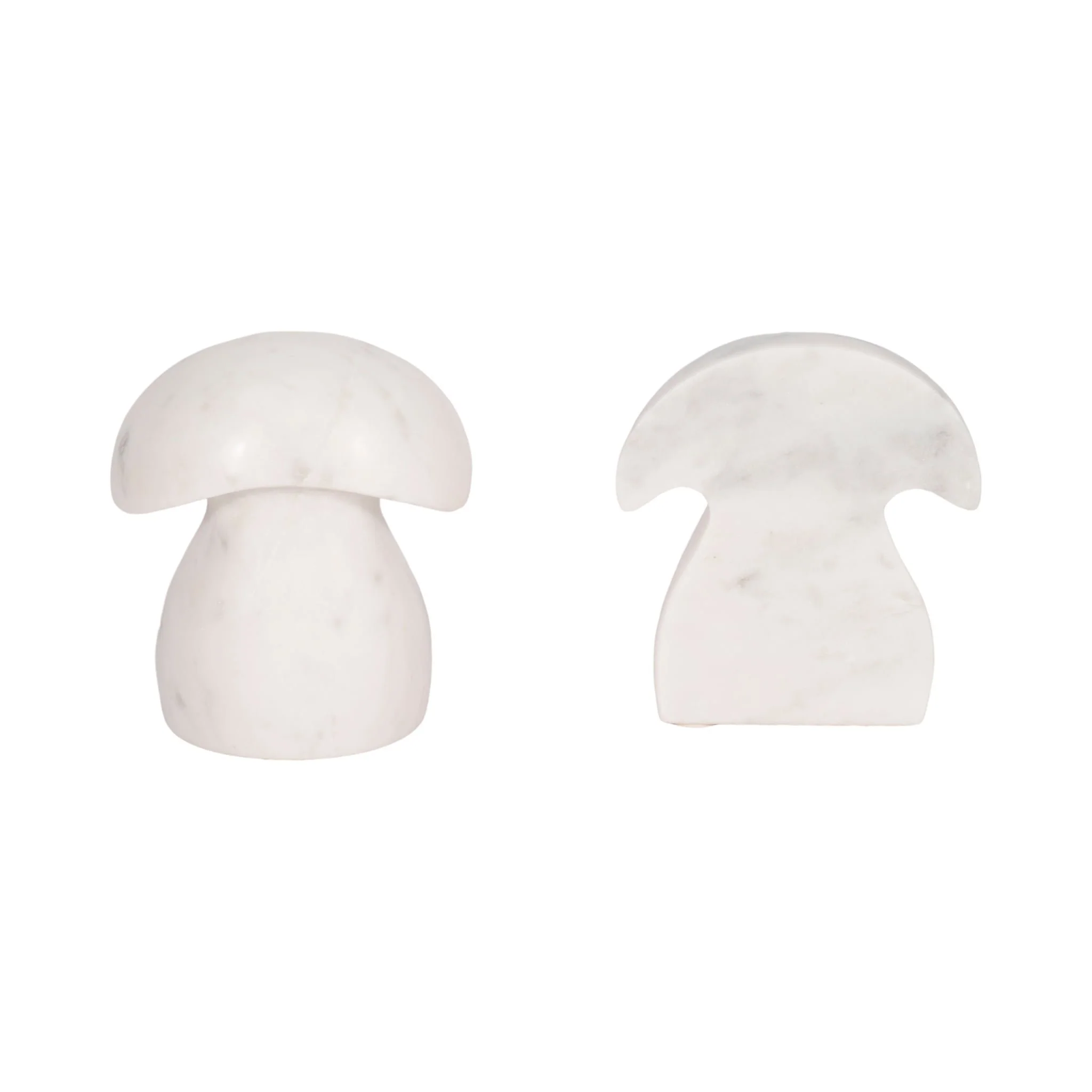 S/2 6" Marble Mushroom Bookends, White - Image 5