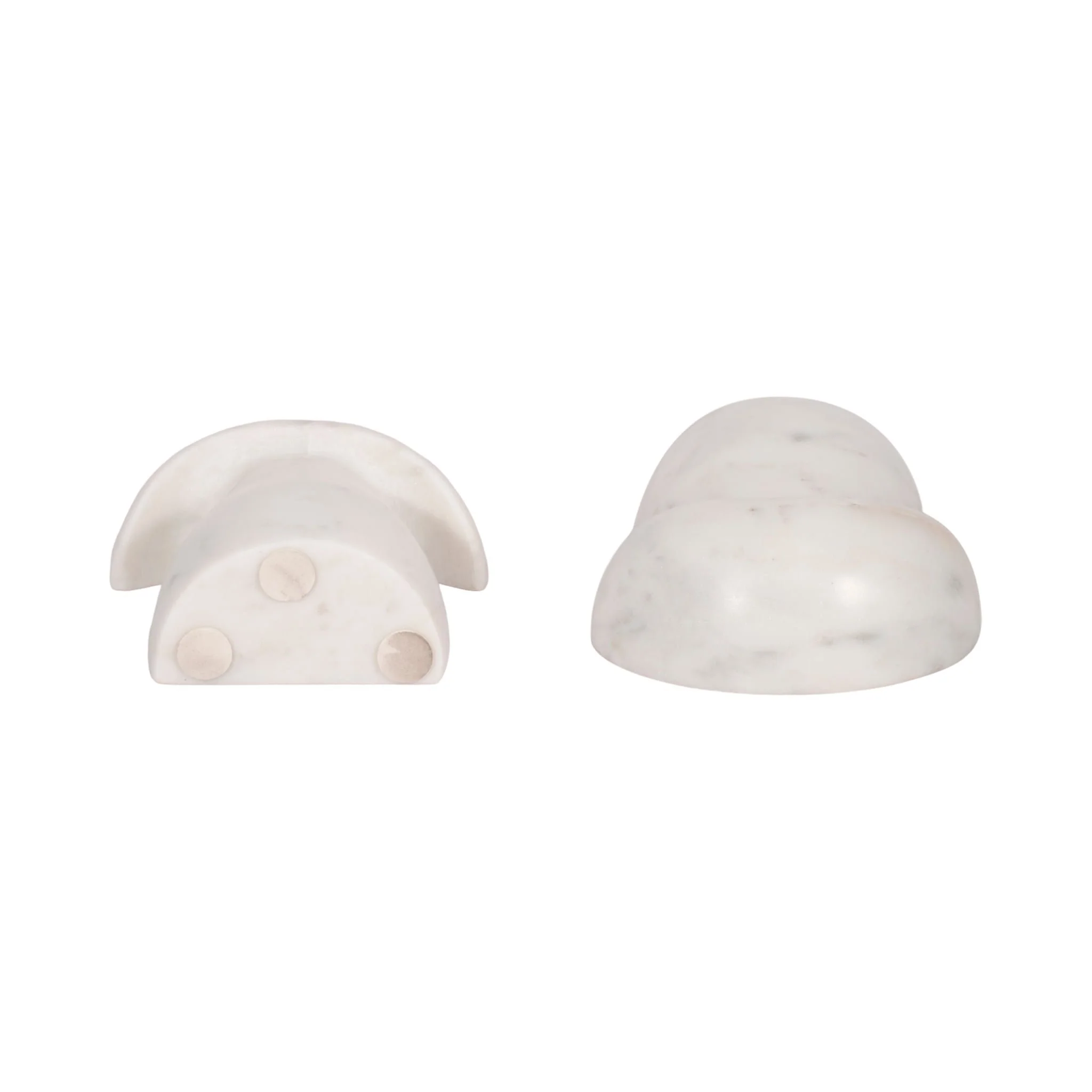 S/2 6" Marble Mushroom Bookends, White - Image 6