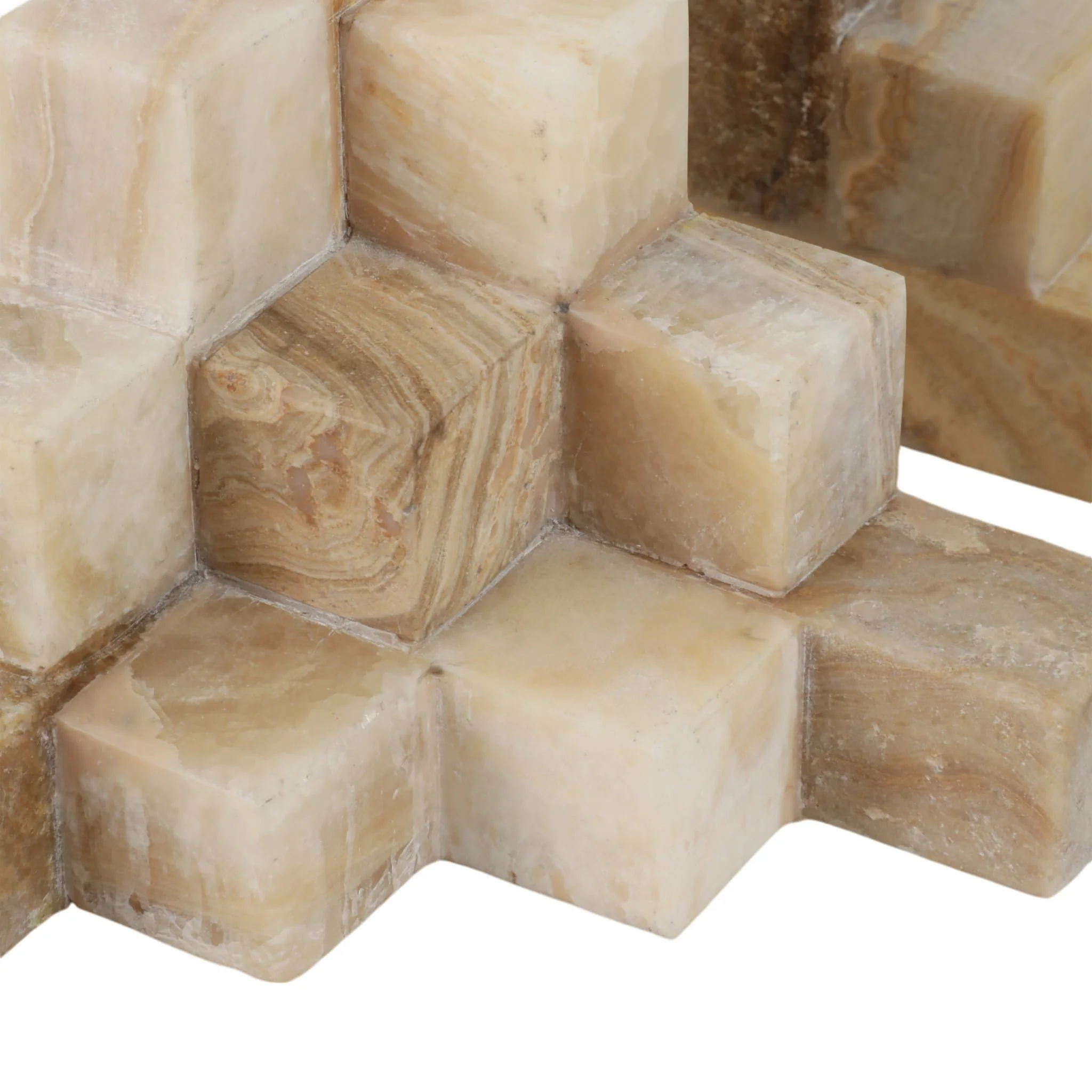 S/2 6" Onyx Cube Pyramid Bookends, Tan - Image 4