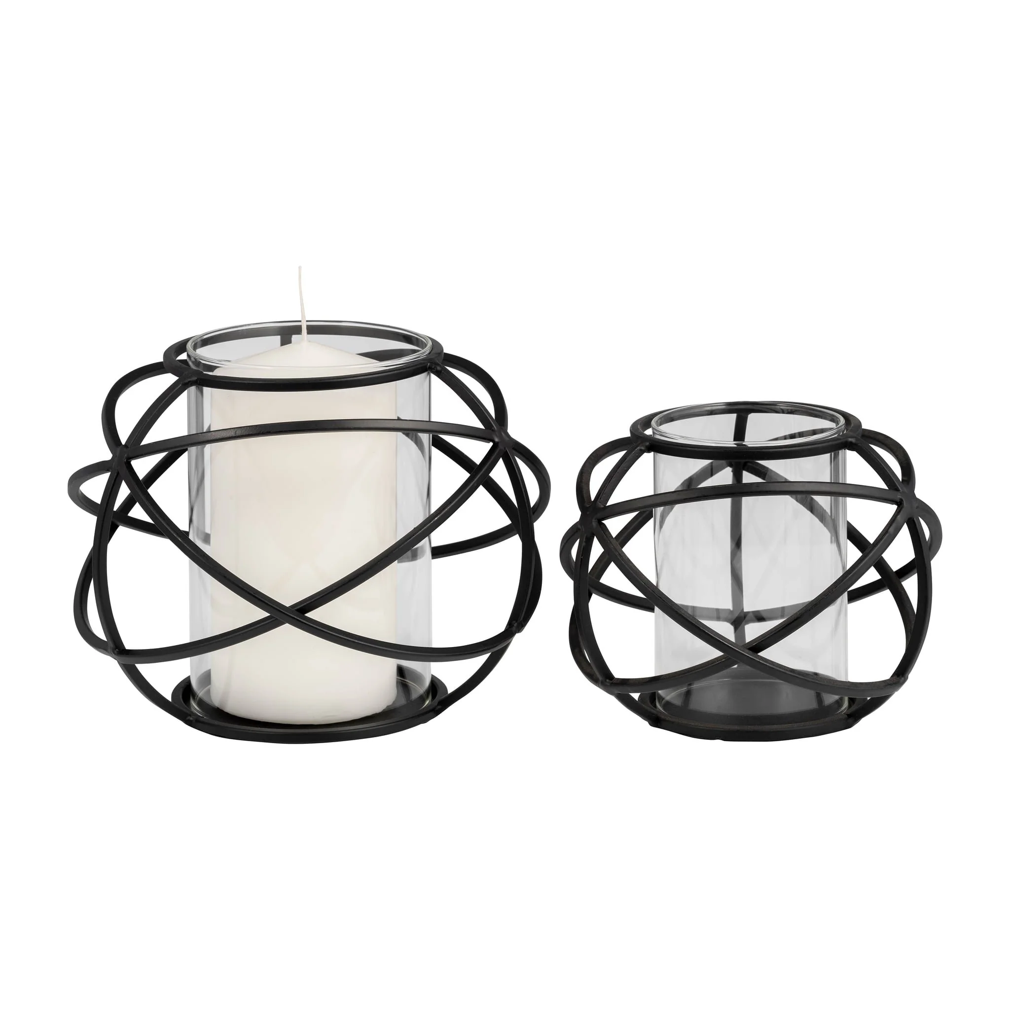 S/2 6" Orb Candle Holder , Black - Image 3