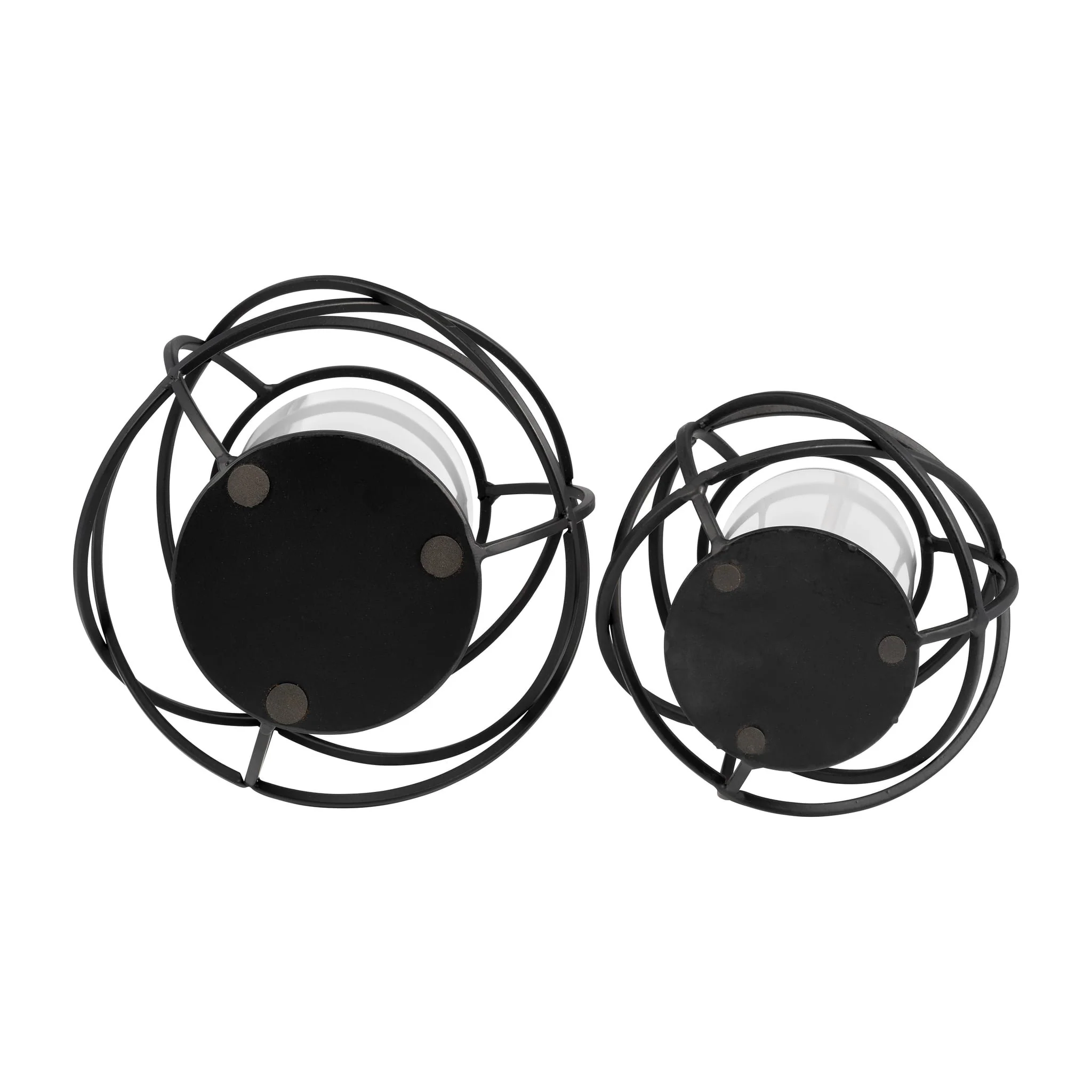 S/2 6" Orb Candle Holder , Black - Image 7