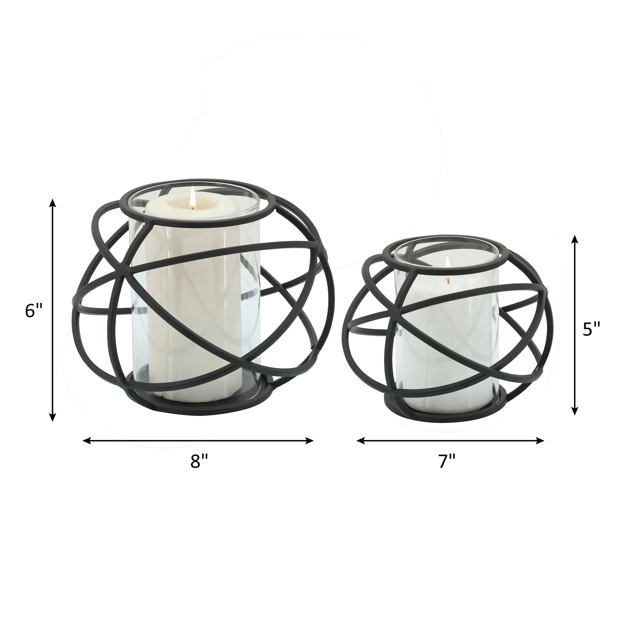 S/2 6" Orb Candle Holder , Black - Image 8