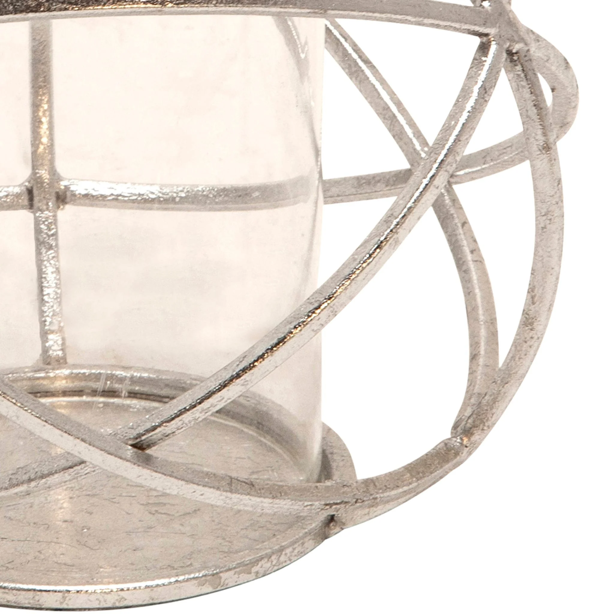 S/2 6" Orb Candle Holder , Silver - Image 7