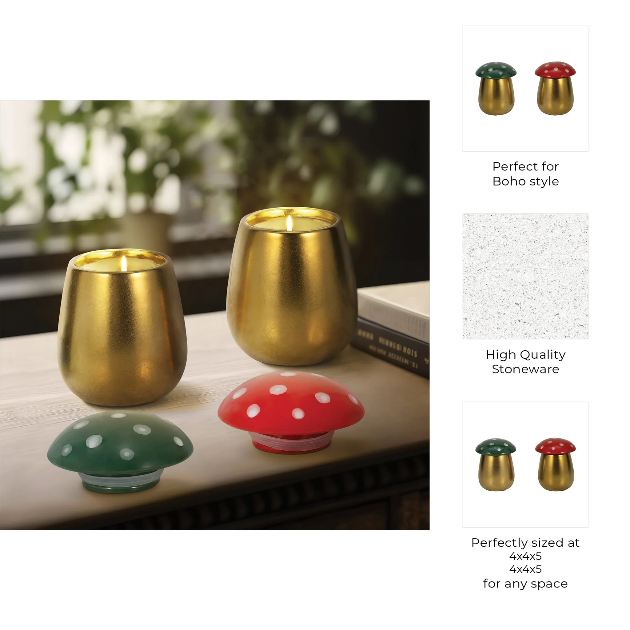 S/2 6 Oz Santal Spruce 6" Mushroom Cndle,red/green - Image 8