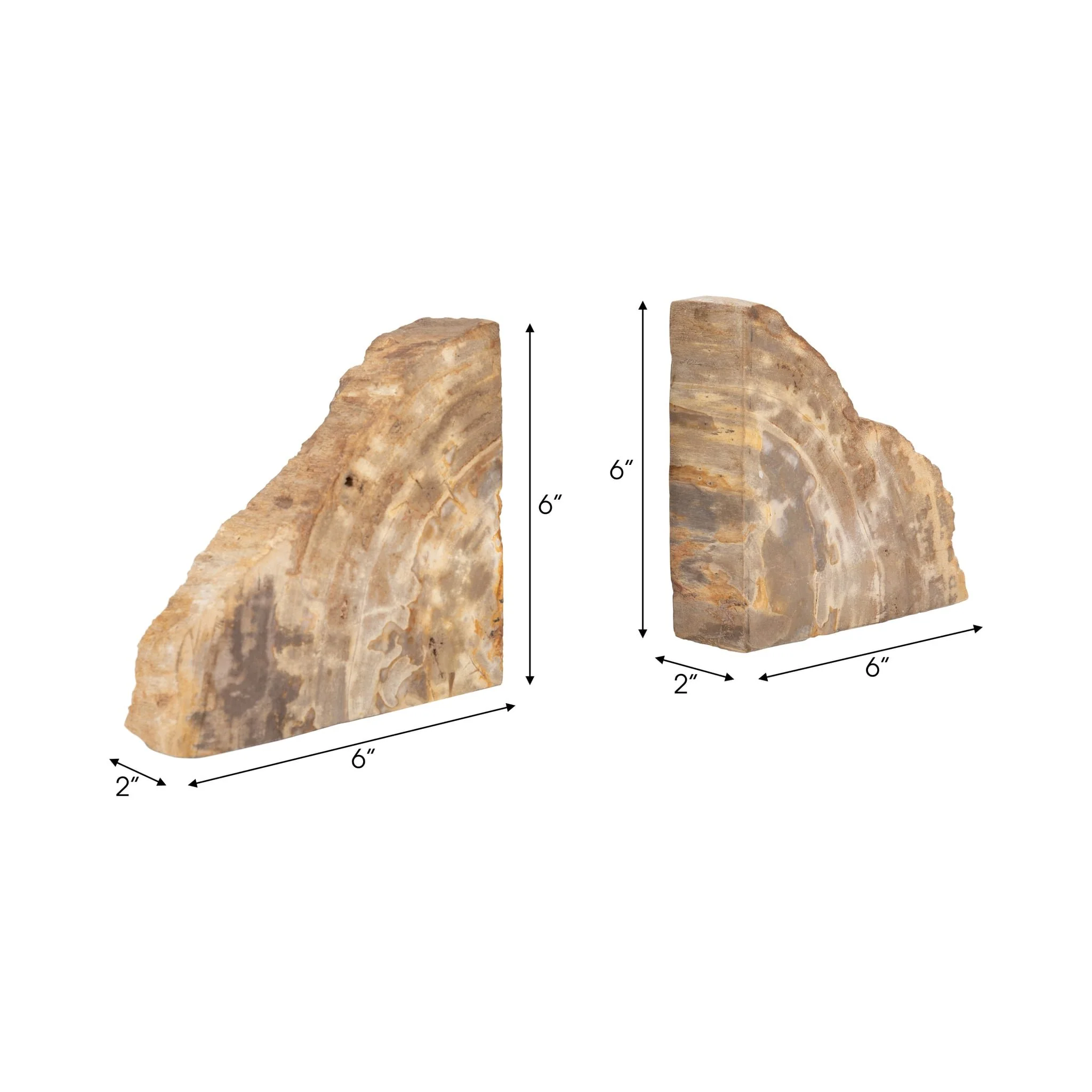 S/2 6" Petrified Wood Bookends, Natural - Image 8