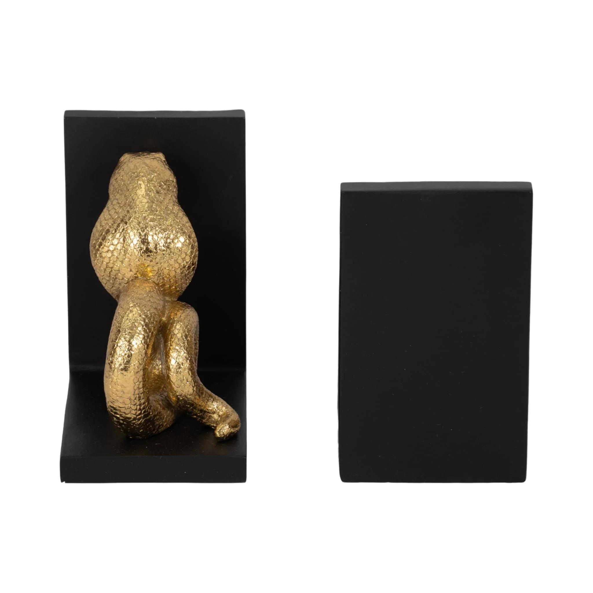 S/2 6" Snake Bookends, Gold/black - Image 5