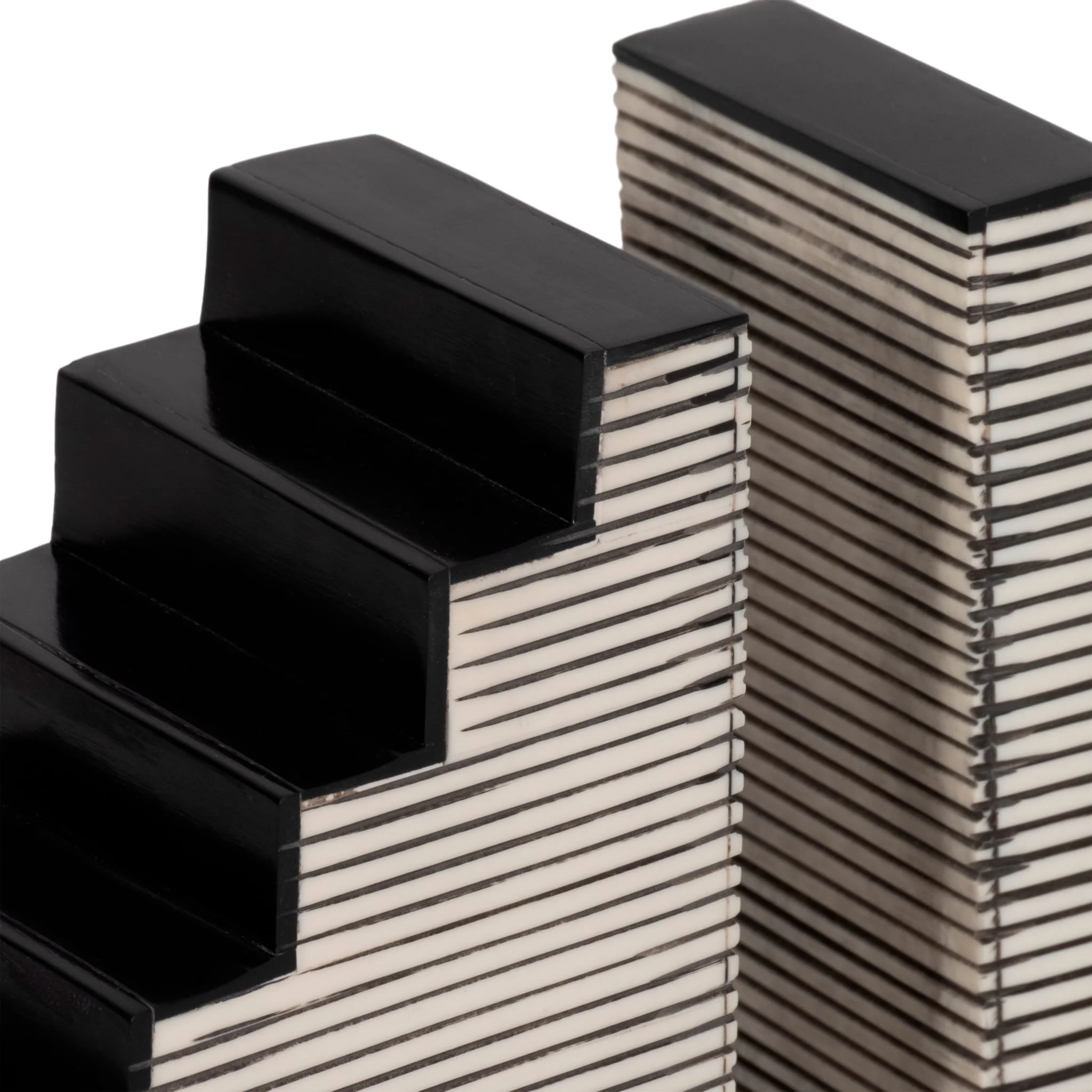 S/2 6" Striped Steps Bookends, Black/white - Image 4