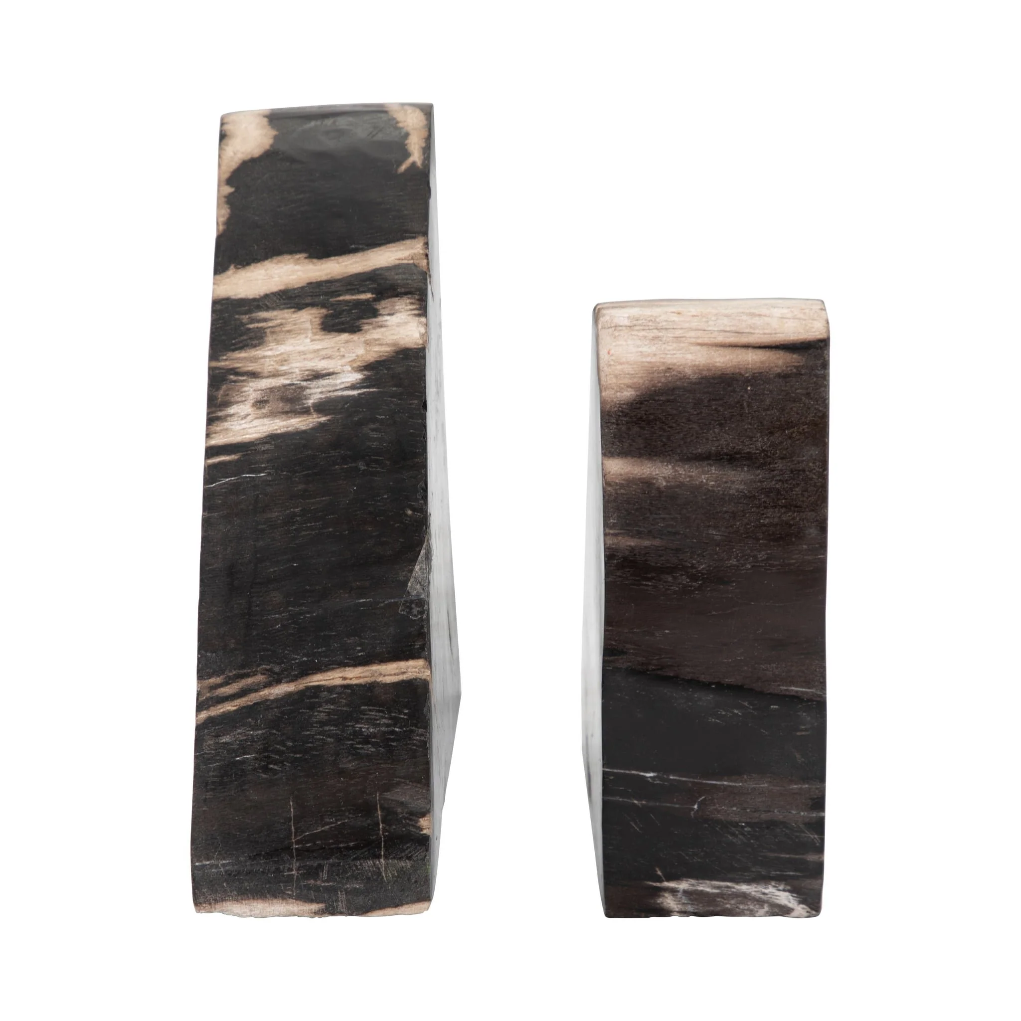 S/2 6" Triangular Petrified Wood Bookends, Natural - Image 4