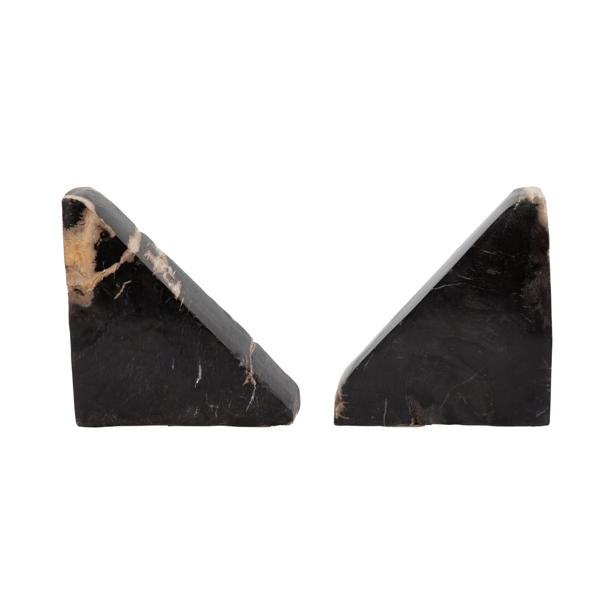 S/2 6" Triangular Petrified Wood Bookends, Natural - Image 5