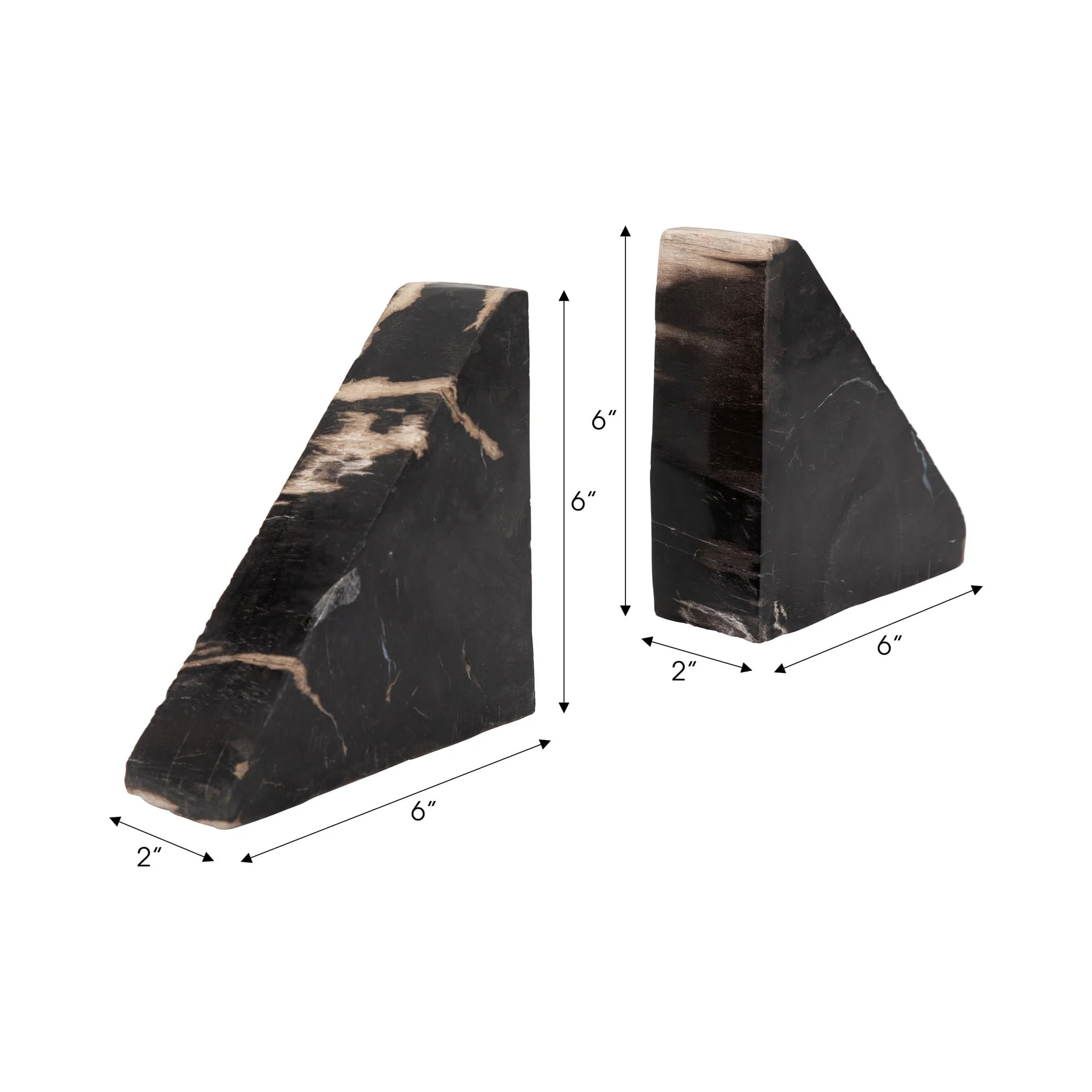 S/2 6" Triangular Petrified Wood Bookends, Natural - Image 8