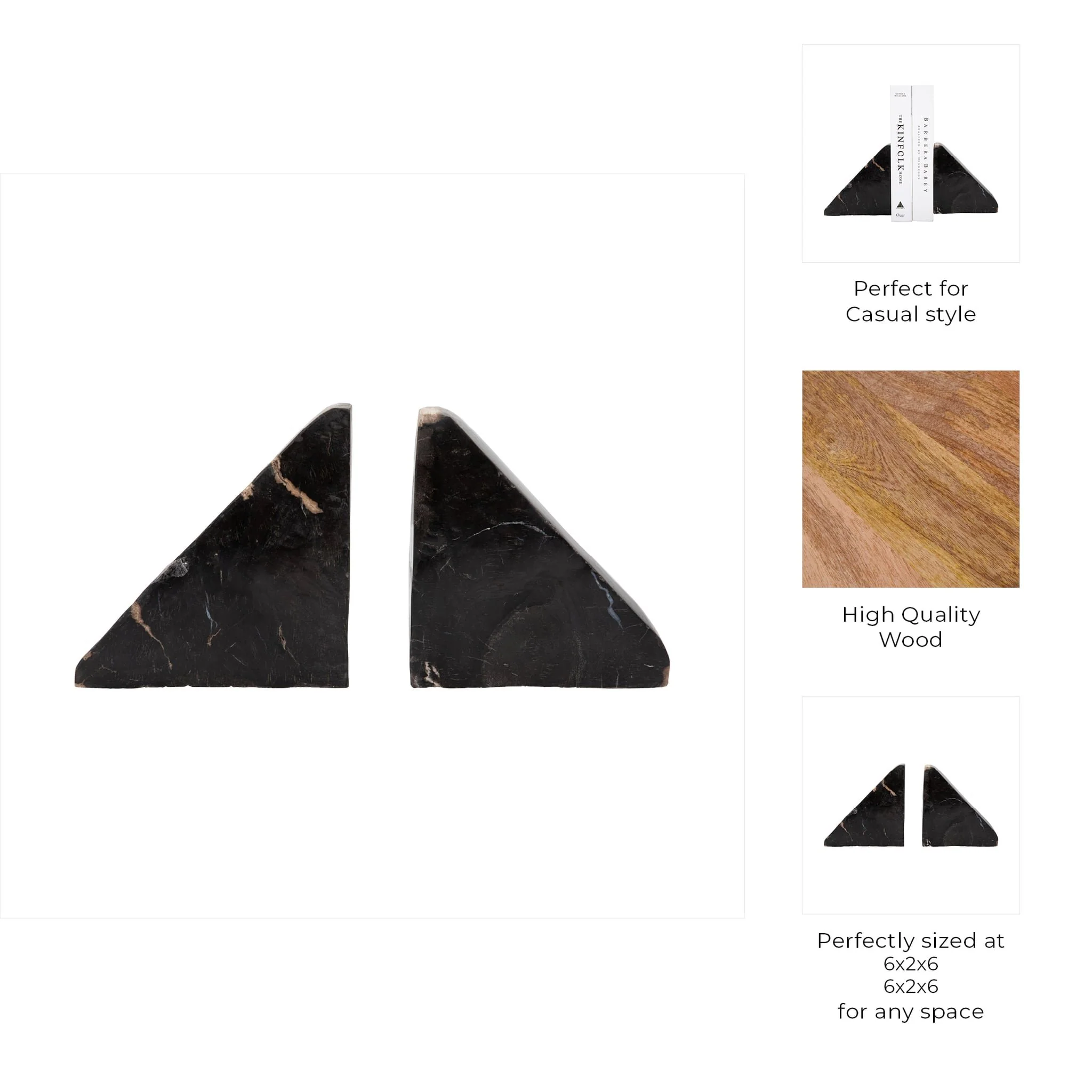 S/2 6" Triangular Petrified Wood Bookends, Natural - Image 9