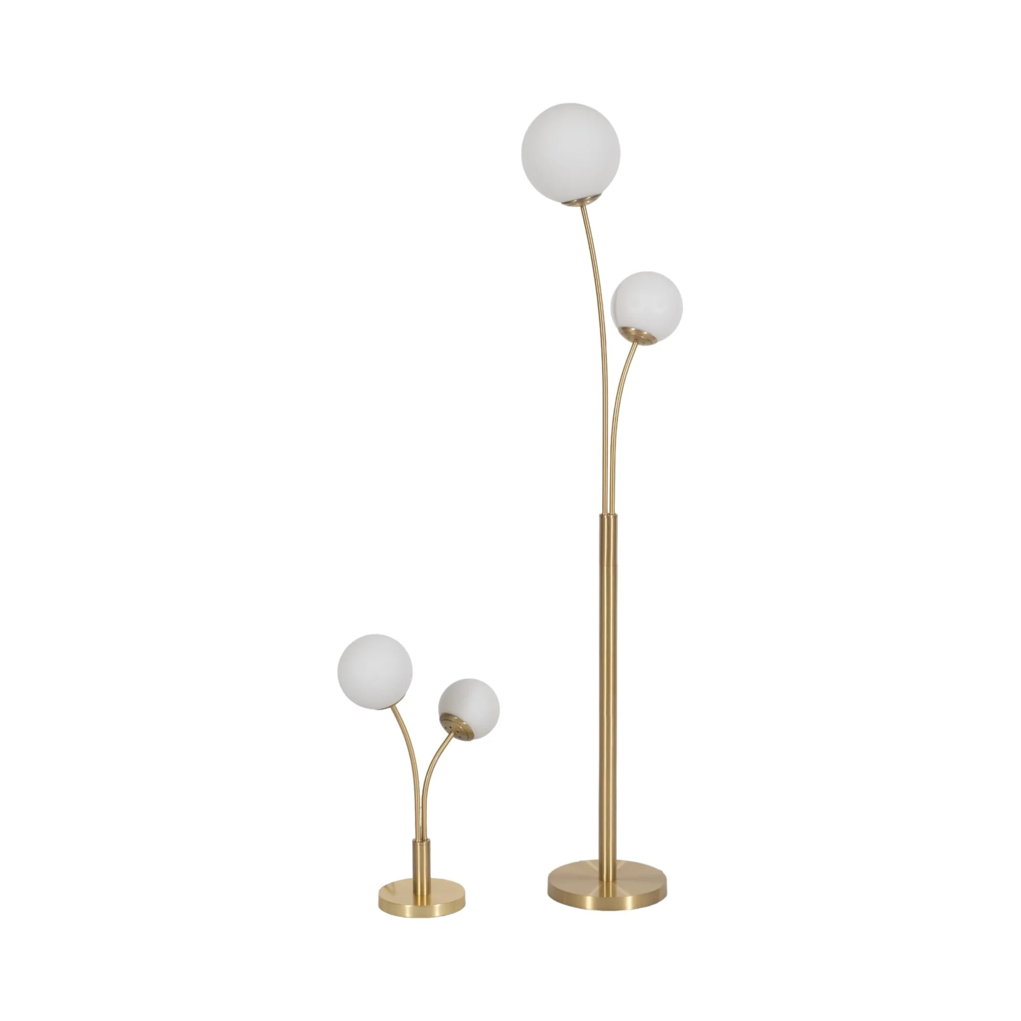 S/2 64/23" Metal Double Globe Table&floor Lamp,gld - Image 3