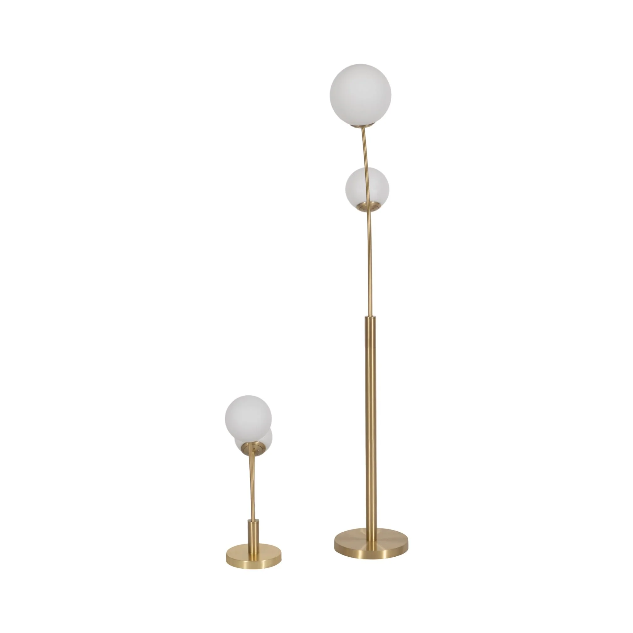 S/2 64/23" Metal Double Globe Table&floor Lamp,gld - Image 4