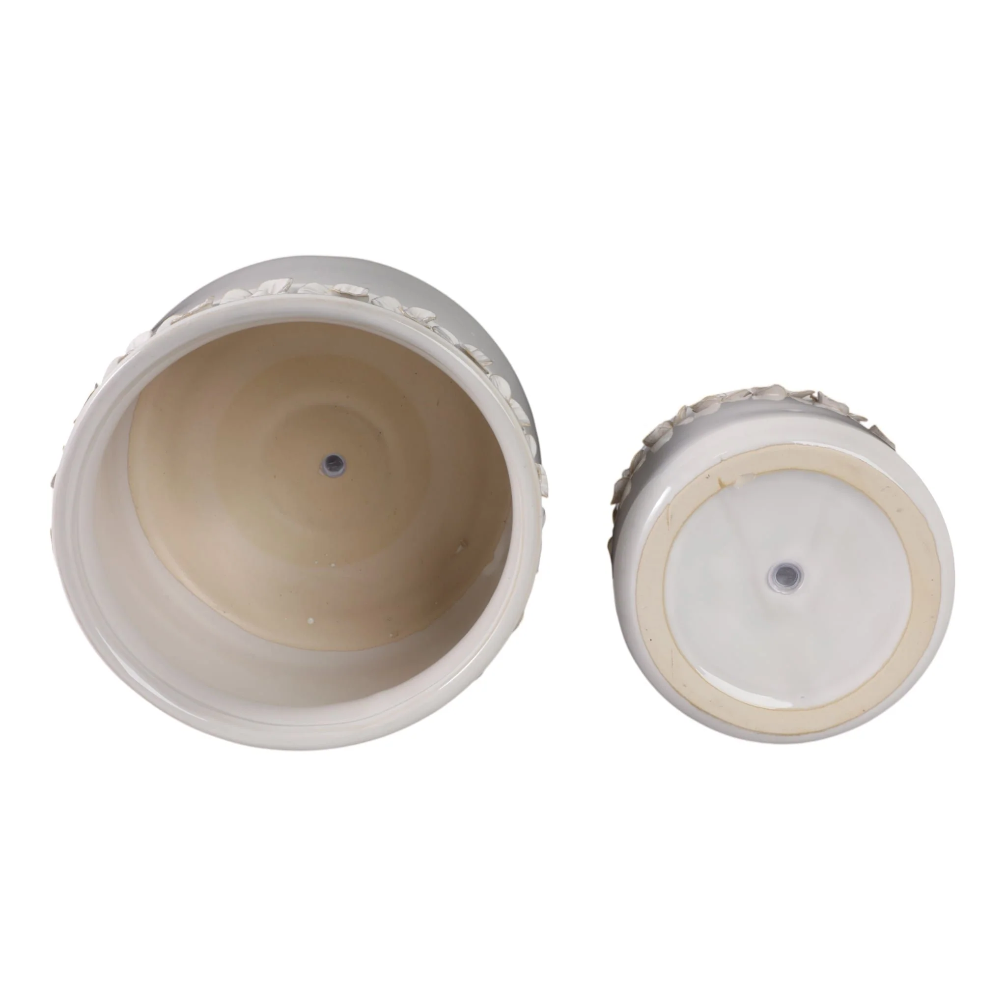 S/2 7/10" Floral Applique Planter,  Ivory - Image 7