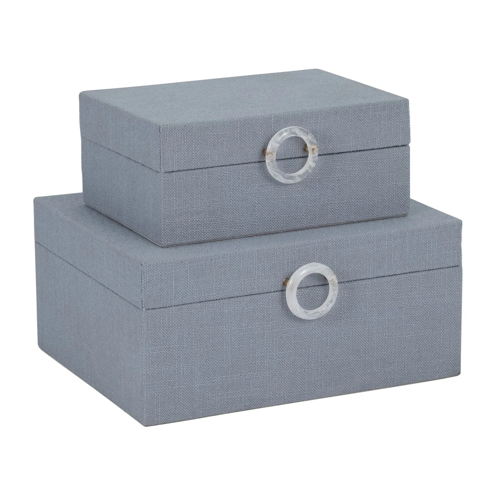 S/2 7/9" Box W/ Ring Detail, Denim Blue - Image 2