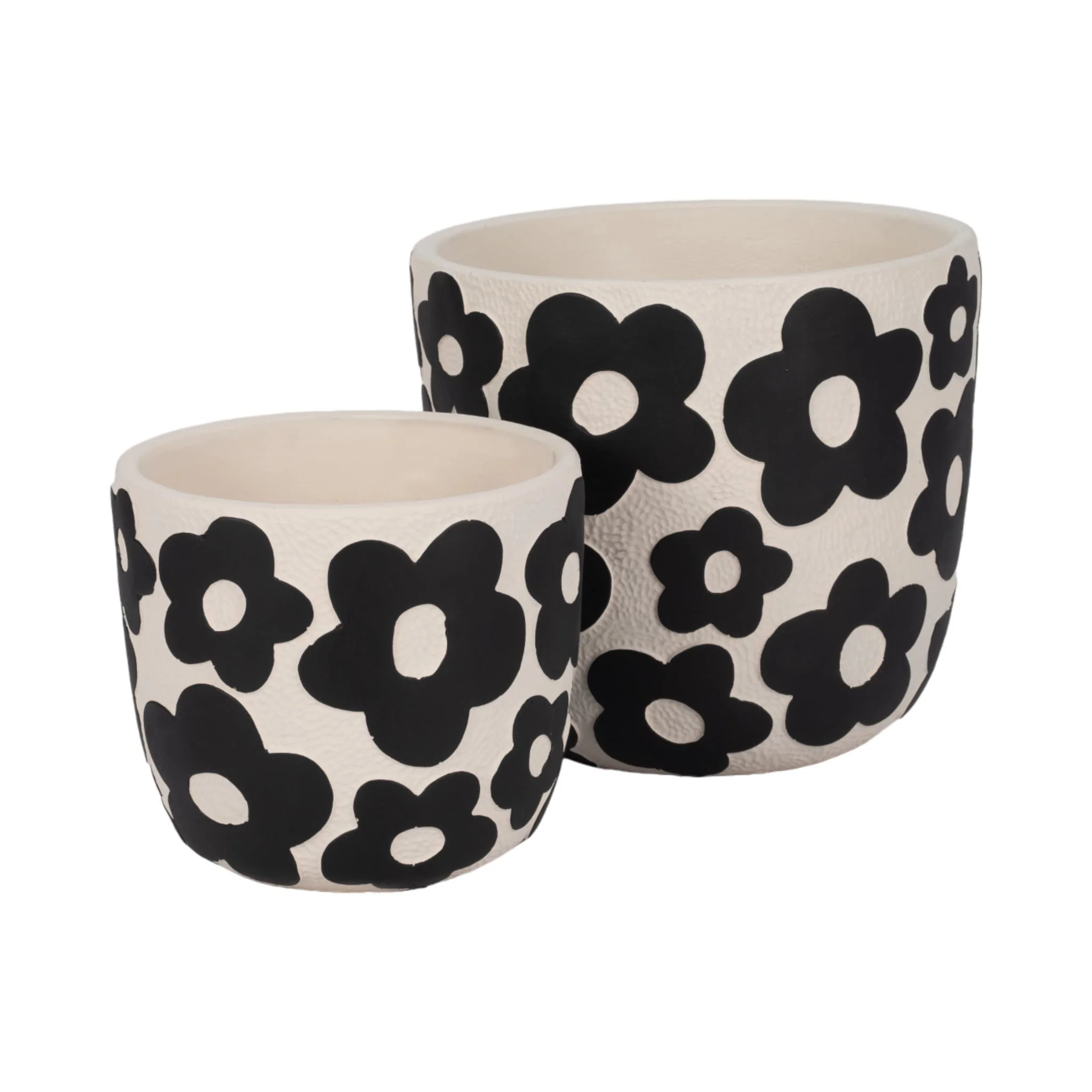 S/2 7/9" Flower Power Planters, Black - Image 3