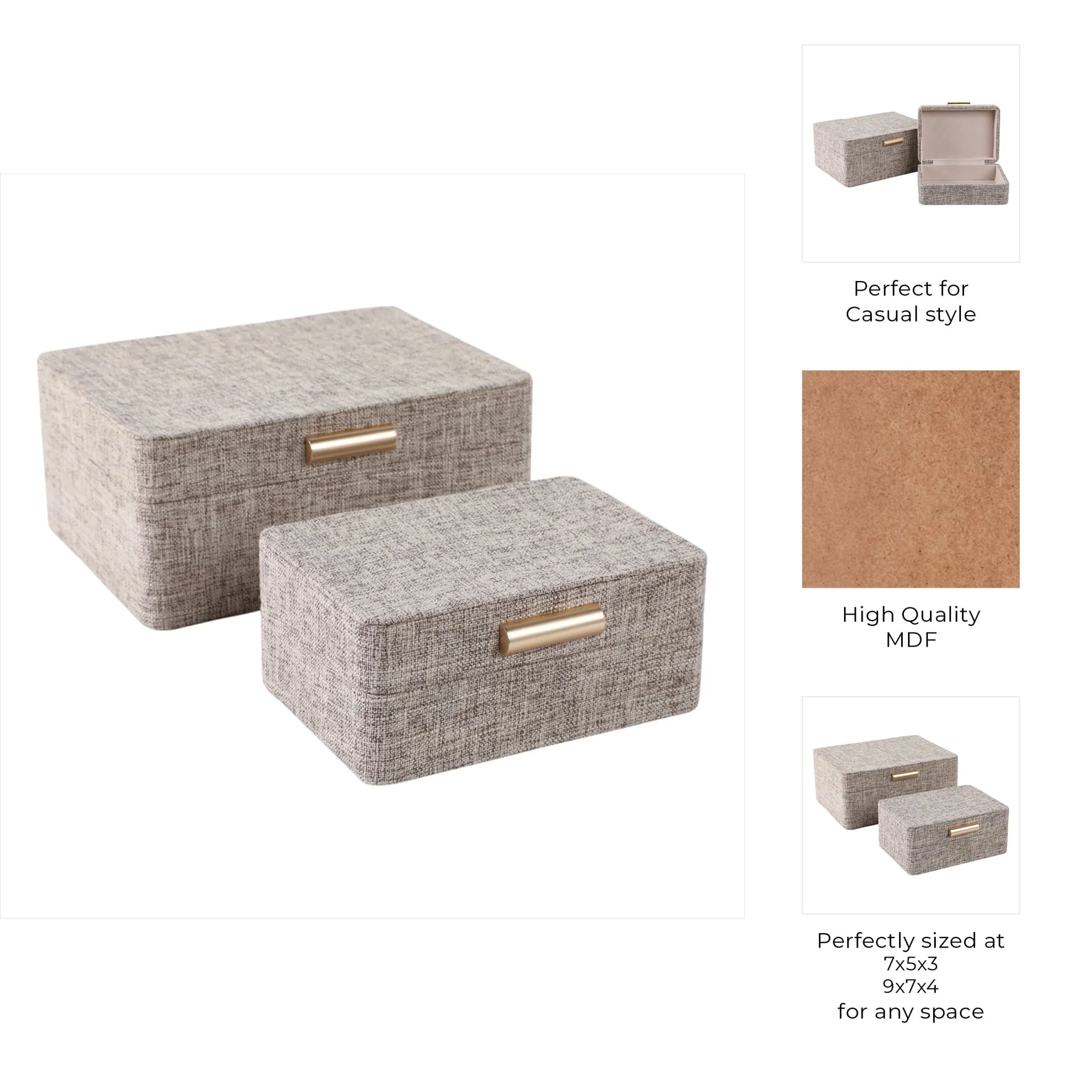 S/2 7/9" Rounded Corner Boxes, Brown - Image 6