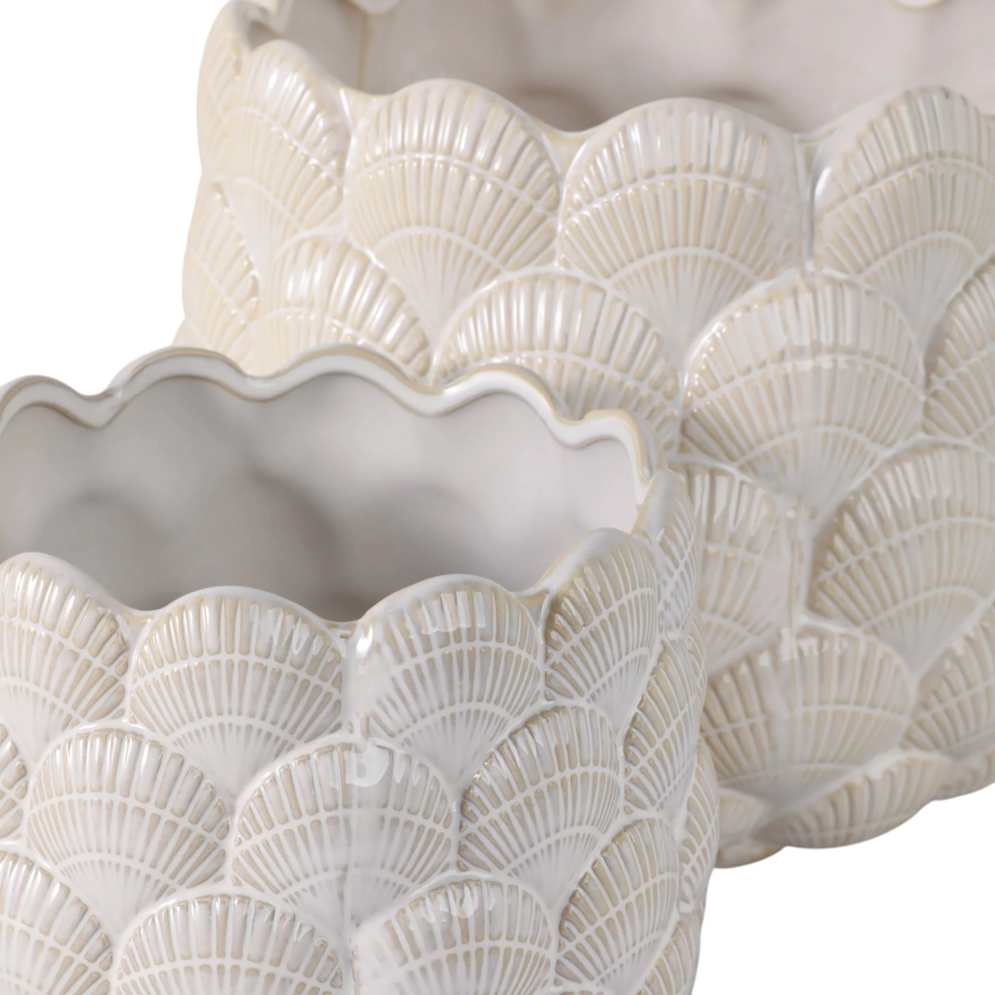 S/2 7/9" Seashell Planters, White - Image 6