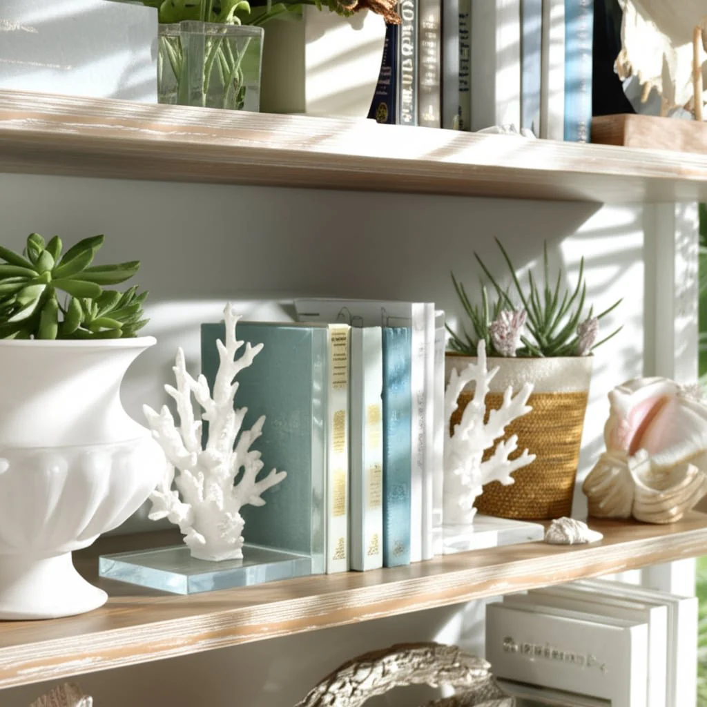 S/2 7" Coral On Glass Bookends, White - Image 10