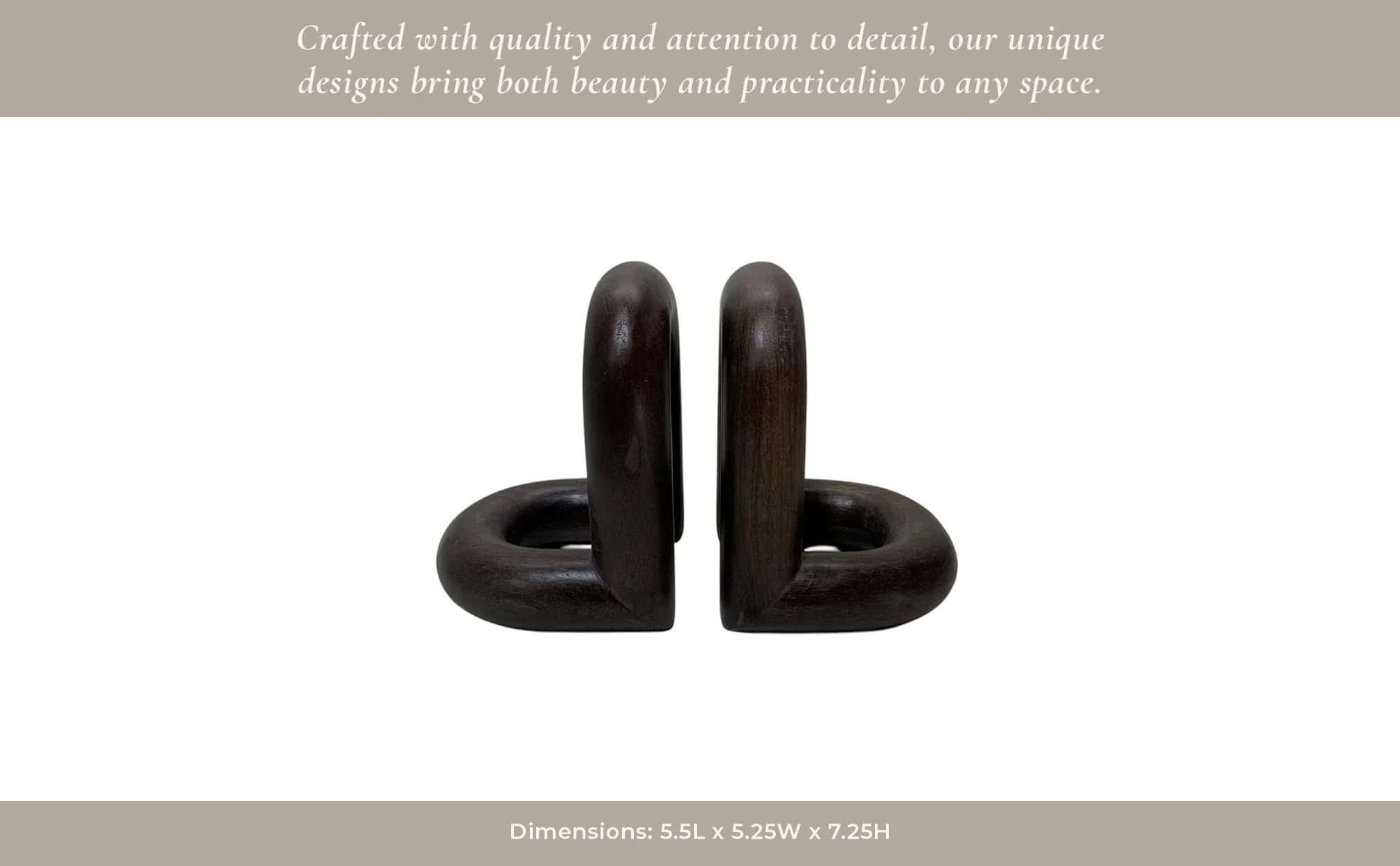 S/2 7" Loopy Wood Bookends Set, Dark Brown - Image 11
