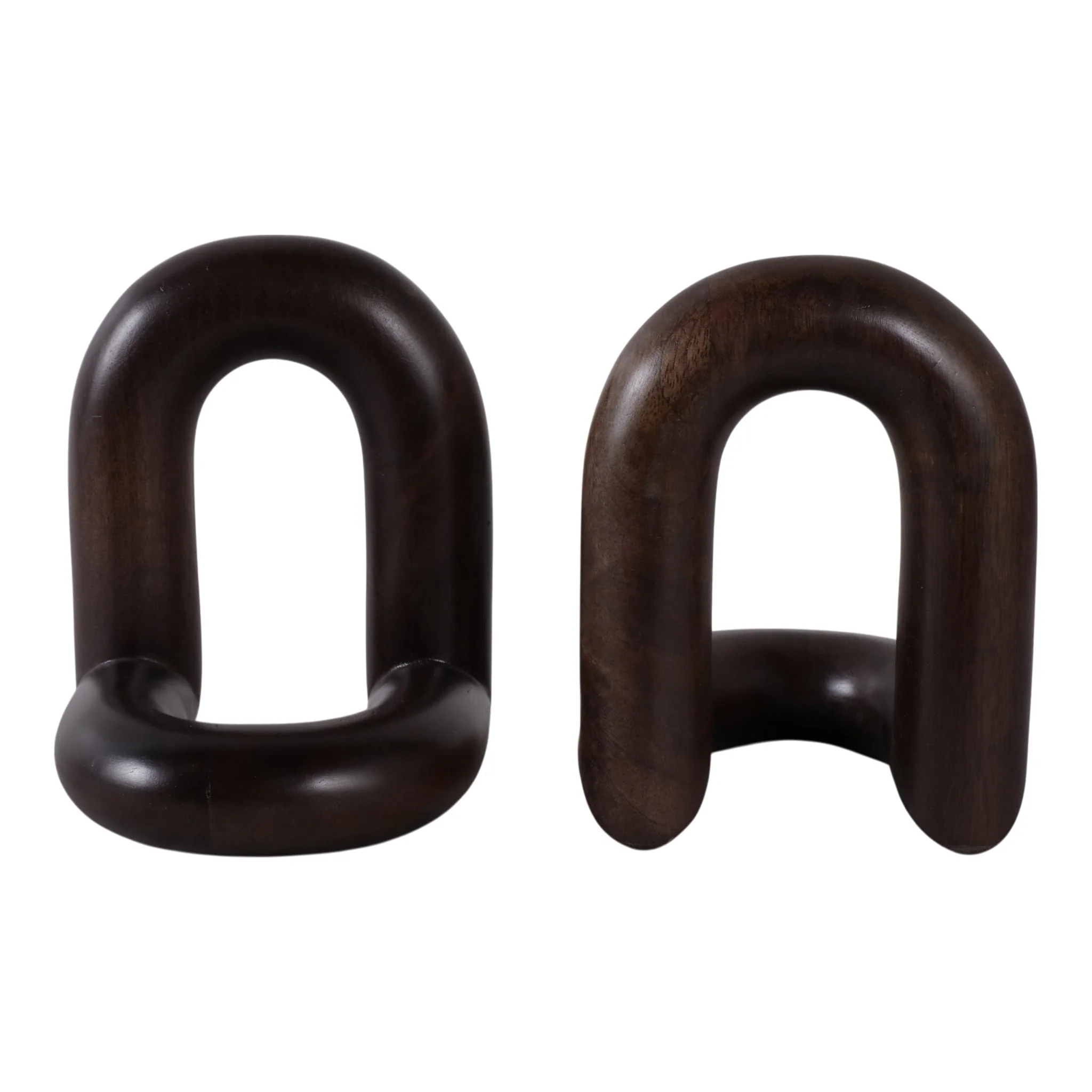 S/2 7" Loopy Wood Bookends Set, Dark Brown - Image 5