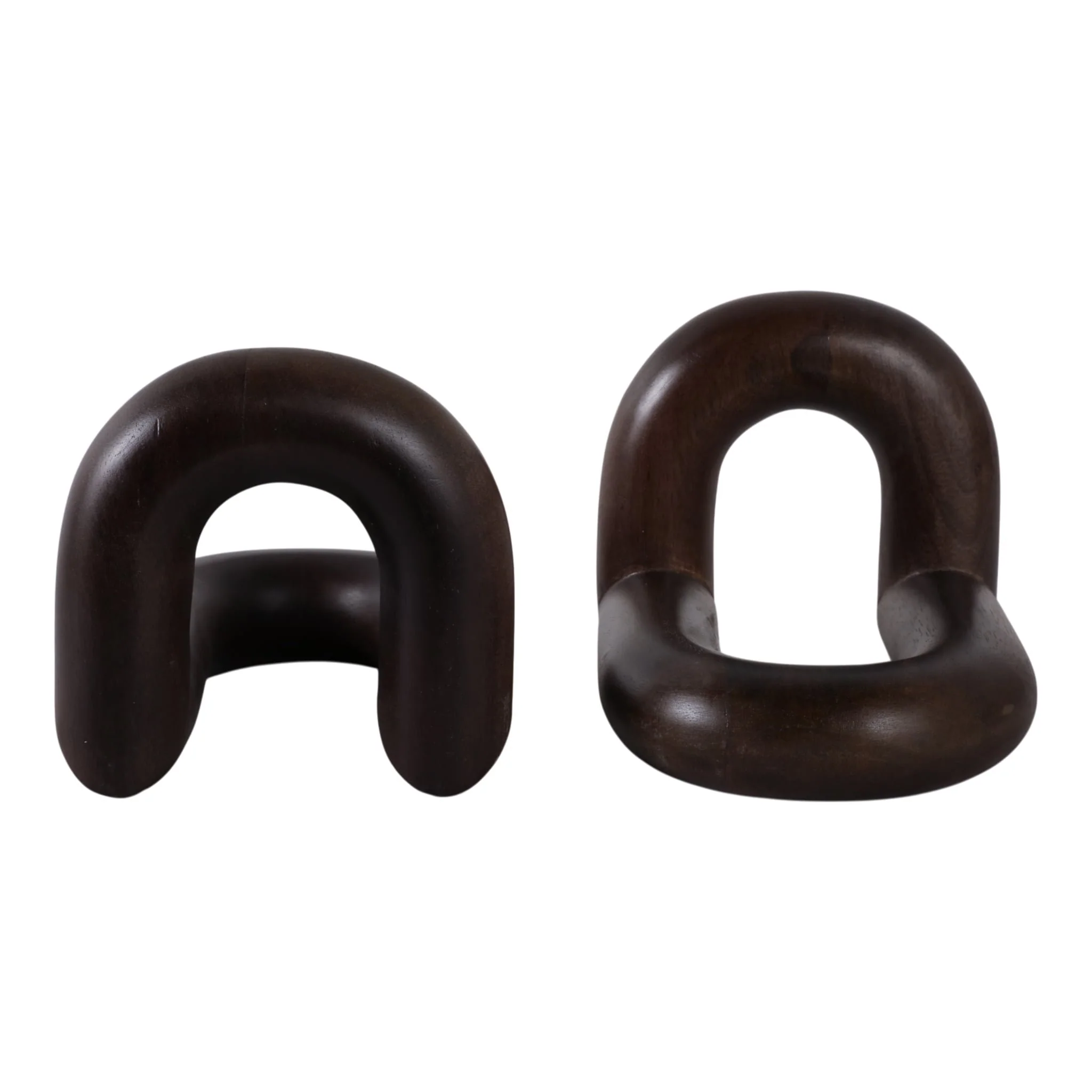 S/2 7" Loopy Wood Bookends Set, Dark Brown - Image 6