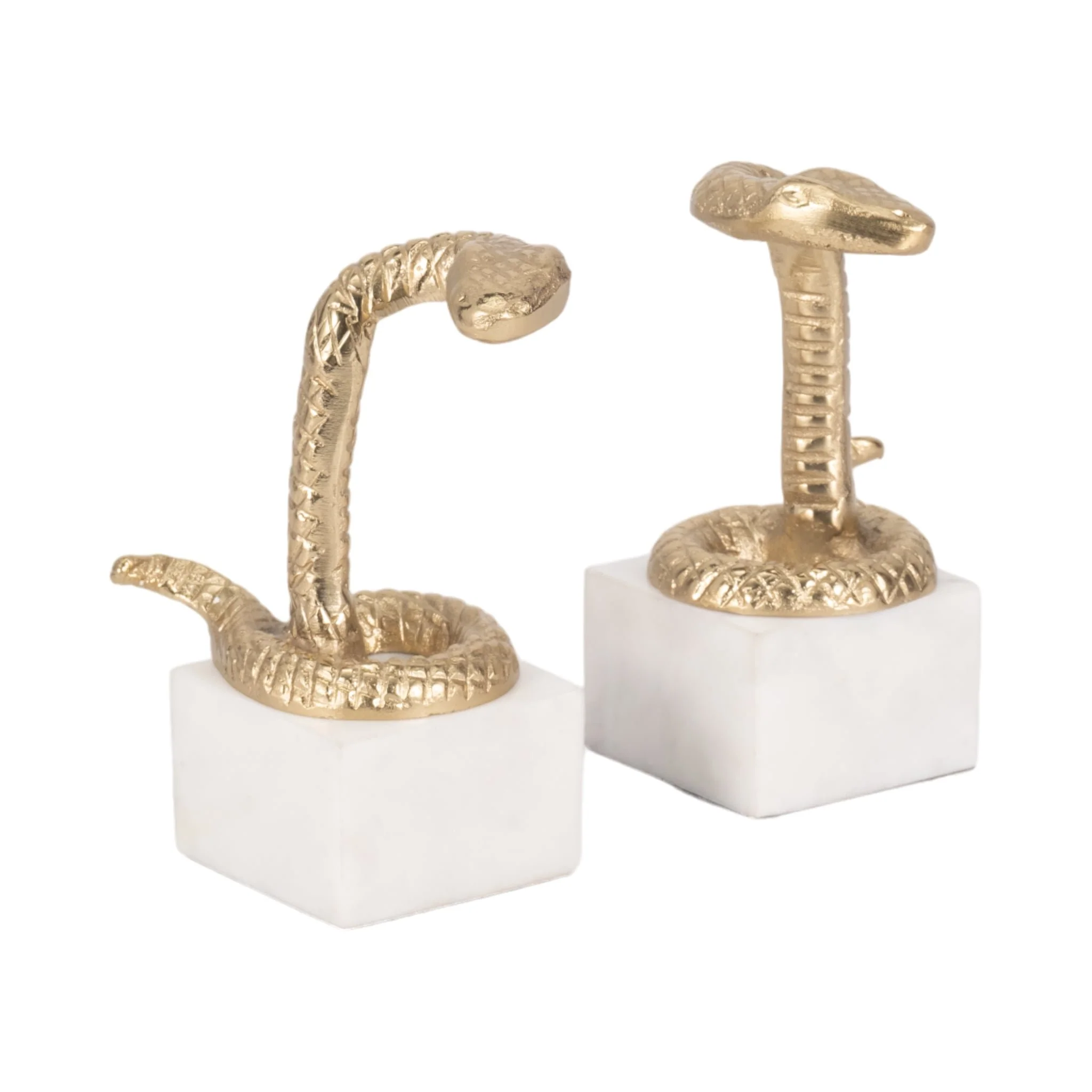 S/2 7" Snake Bookends, Gold - Image 3