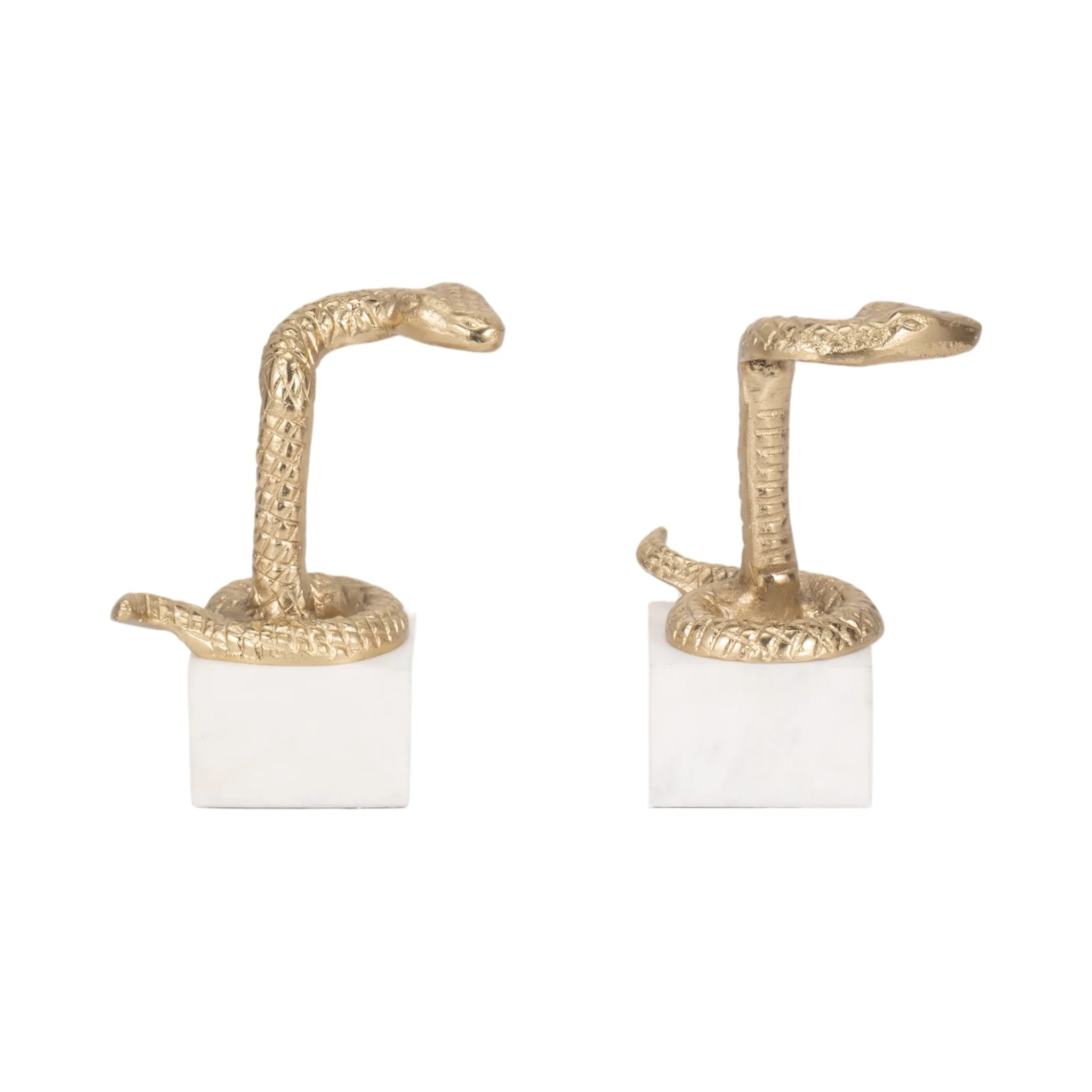 S/2 7" Snake Bookends, Gold - Image 5