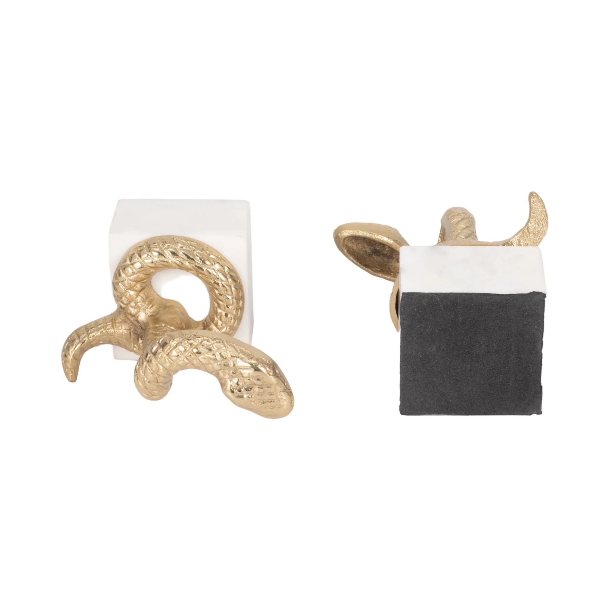 S/2 7" Snake Bookends, Gold - Image 6