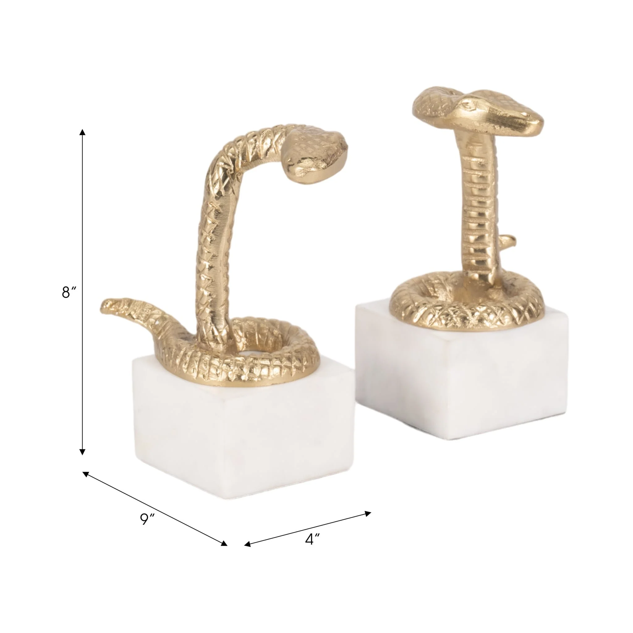 S/2 7" Snake Bookends, Gold - Image 7