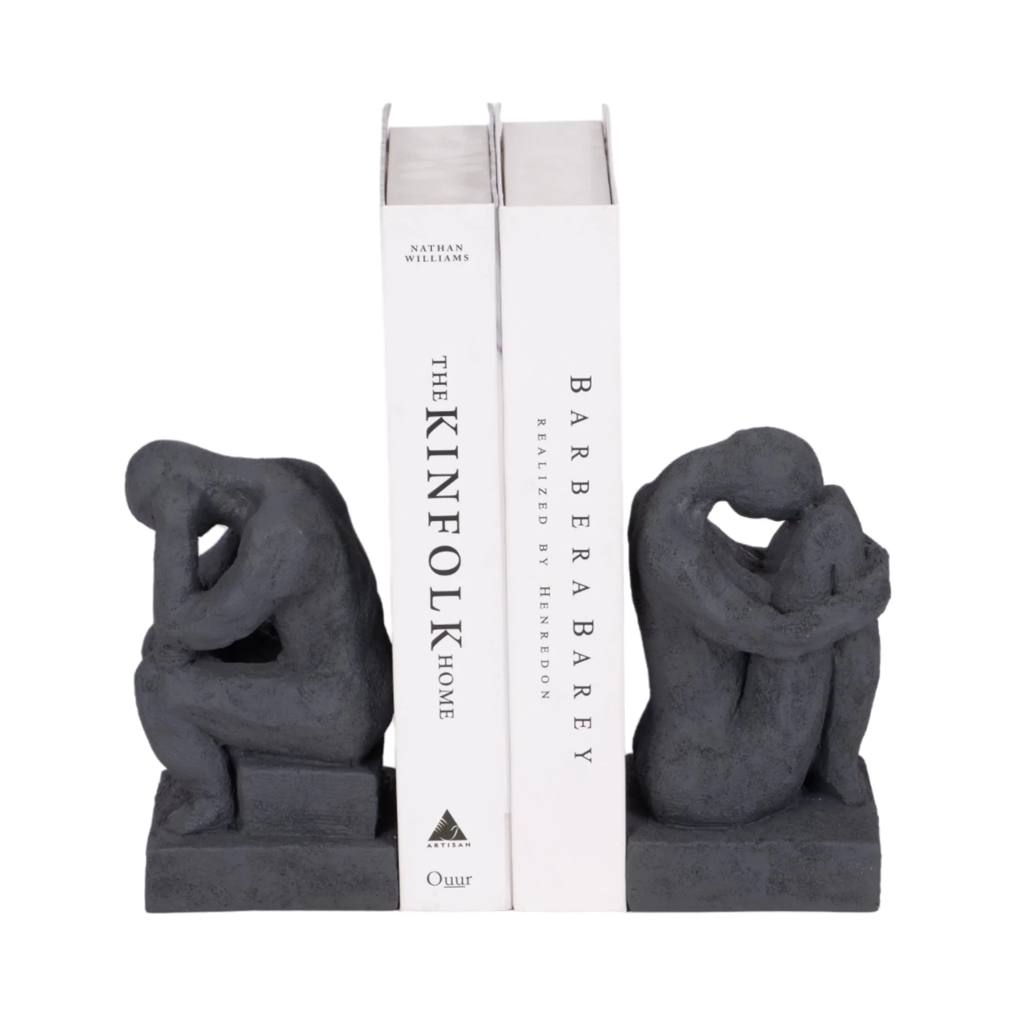 S/2 7" Thinking Man Bookends, Charcoal - Image 2