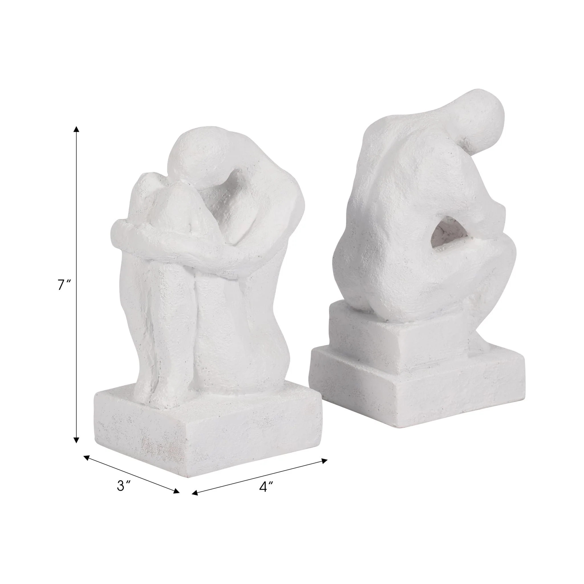 S/2 7" Thinking Man Bookends, White - Image 2