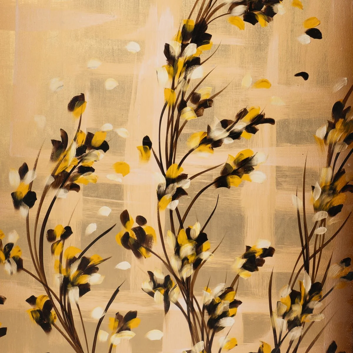 S/2 71x59 Hand Painted Wildflowers, Gold - Image 6