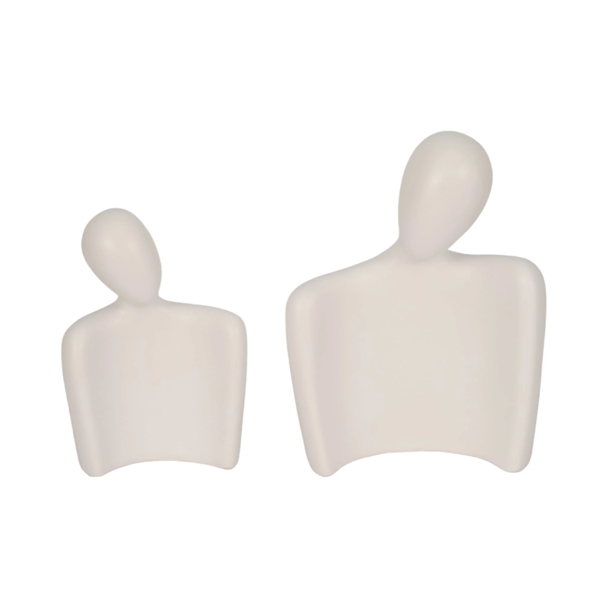 S/2 8/10" Textured Abstract Figures, White - Image 5
