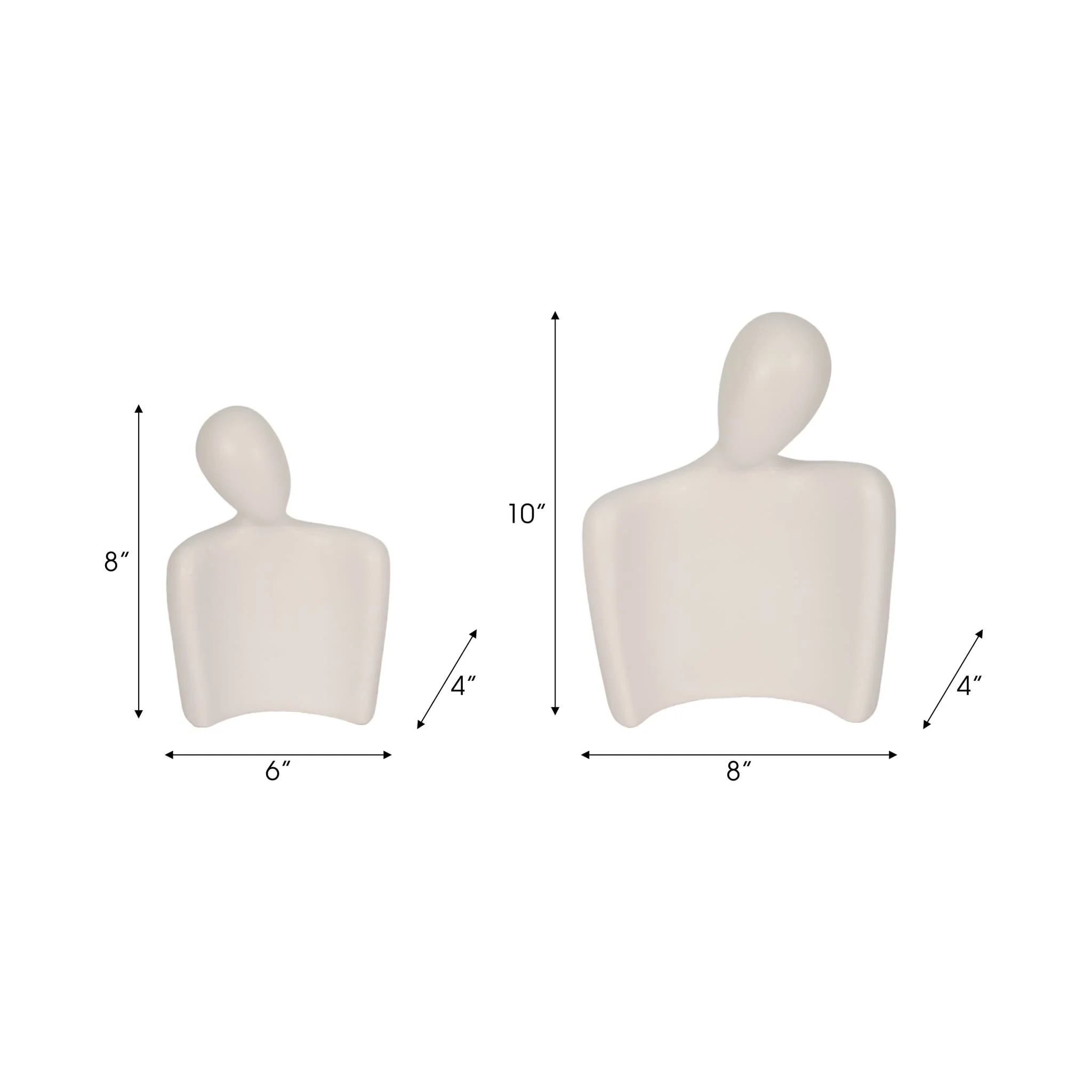 S/2 8/10" Textured Abstract Figures, White - Image 9