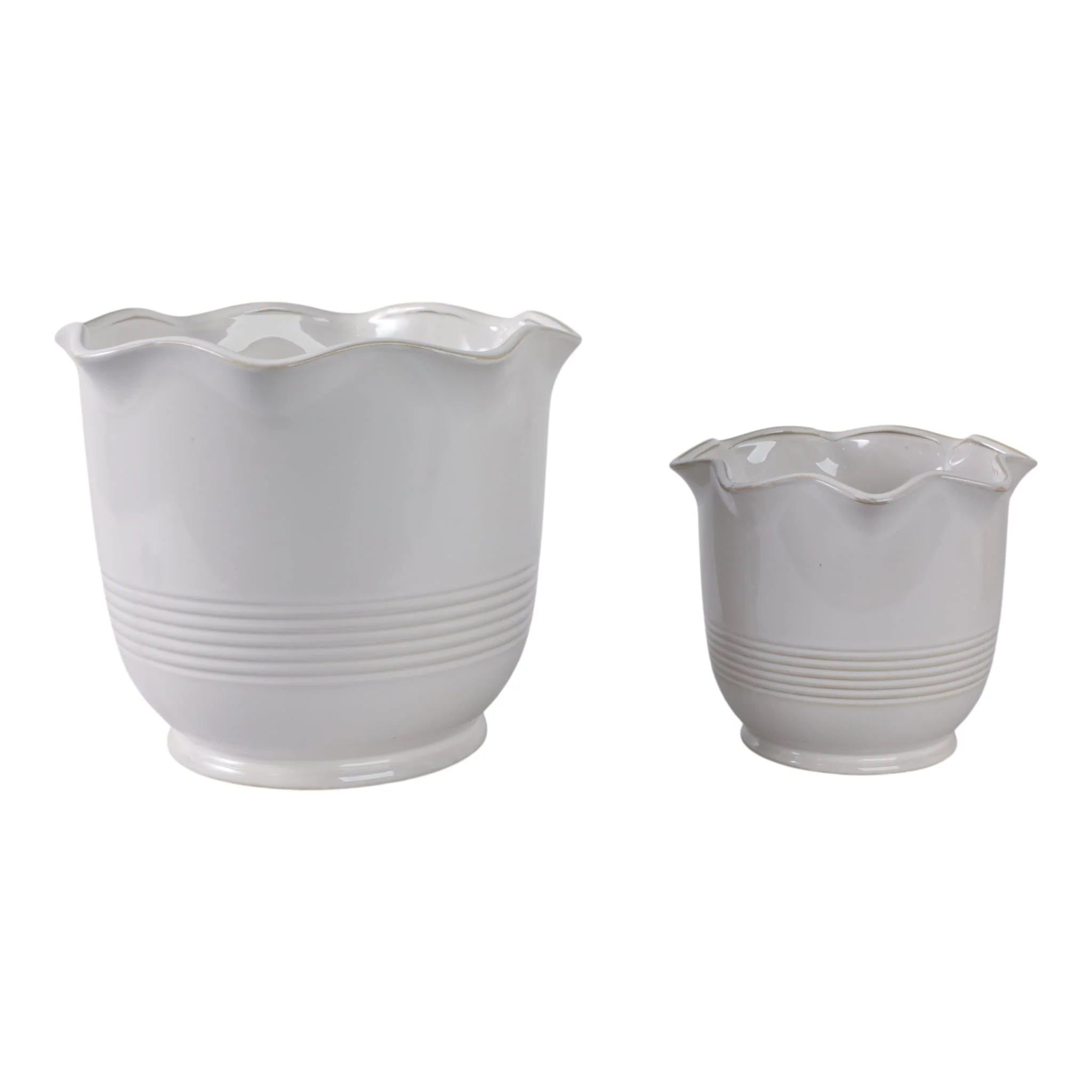 S/2 8/11" Ruffle Edge Planter, Ivory - Image 2