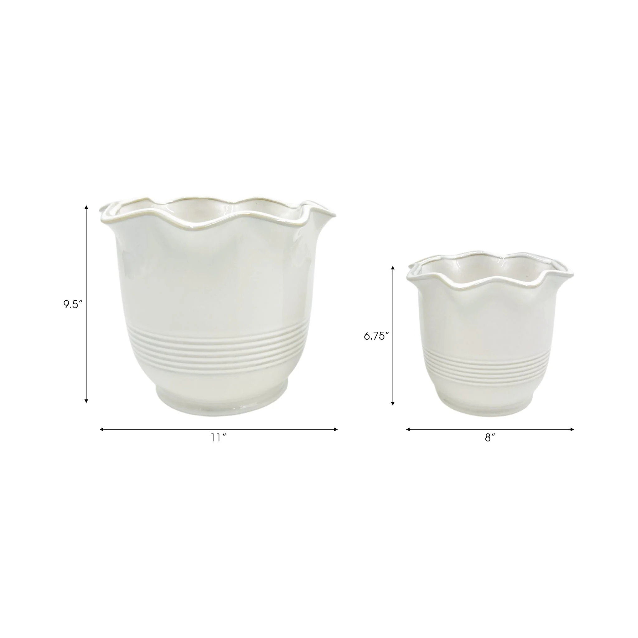 S/2 8/11" Ruffle Edge Planter, Ivory - Image 8