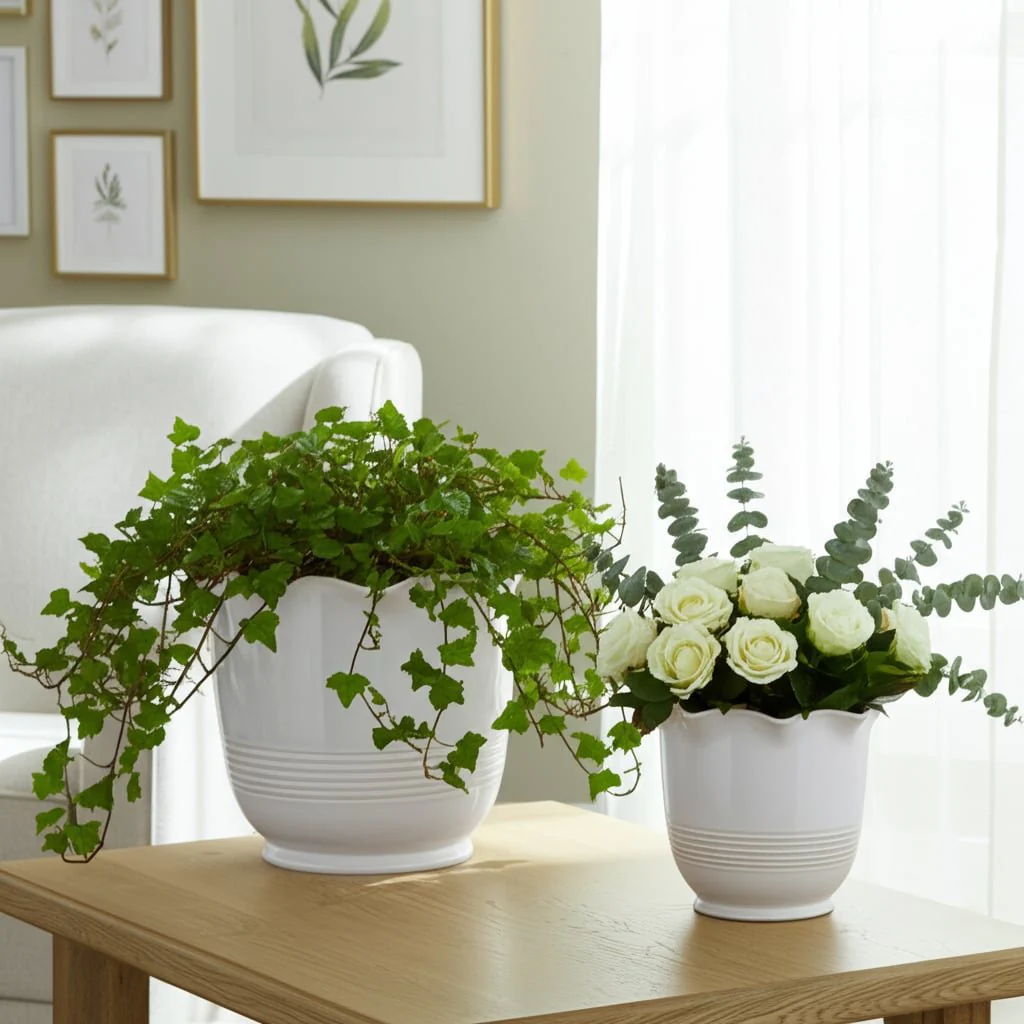 S/2 8/11" Ruffle Edge Planter, Ivory - Image 9