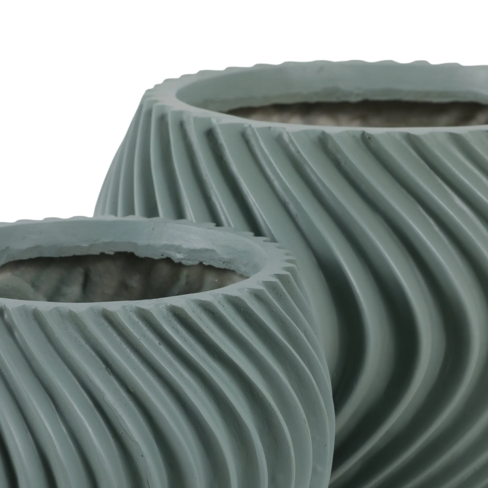 S/2 8/12" Curvy Lines Rounded Planter, Sage Green - Image 4