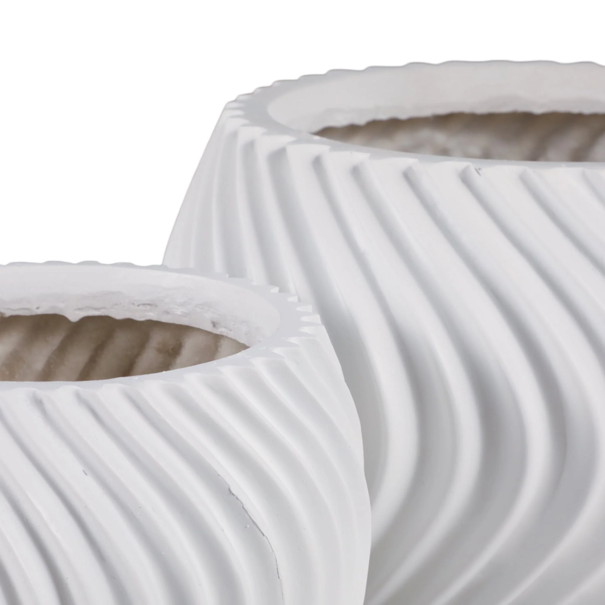 S/2 8/12" Curvy Lines Rounded Planter, White - Image 4