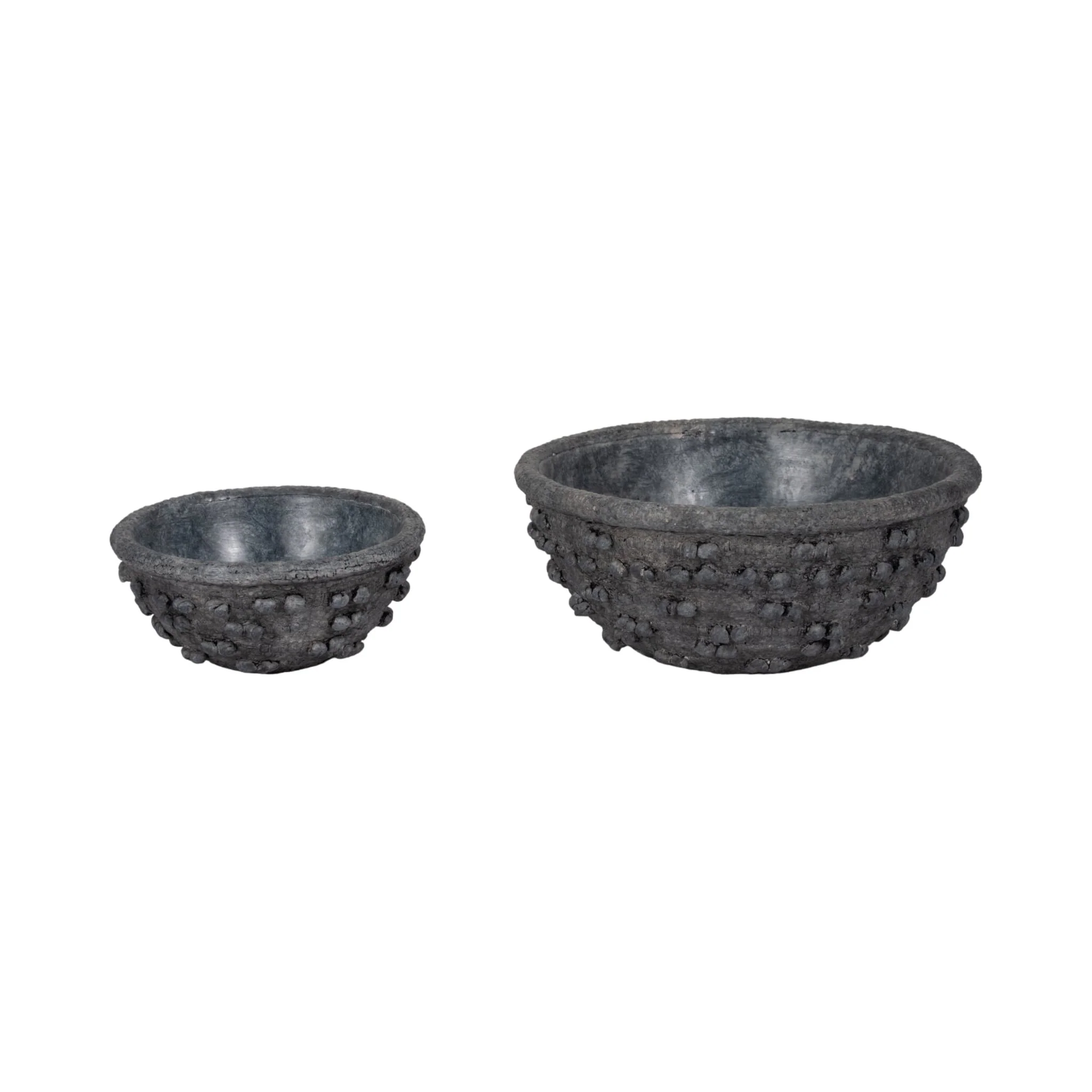 S/2 8/12" Textured Knobby Knot Bowls, Black - Image 3