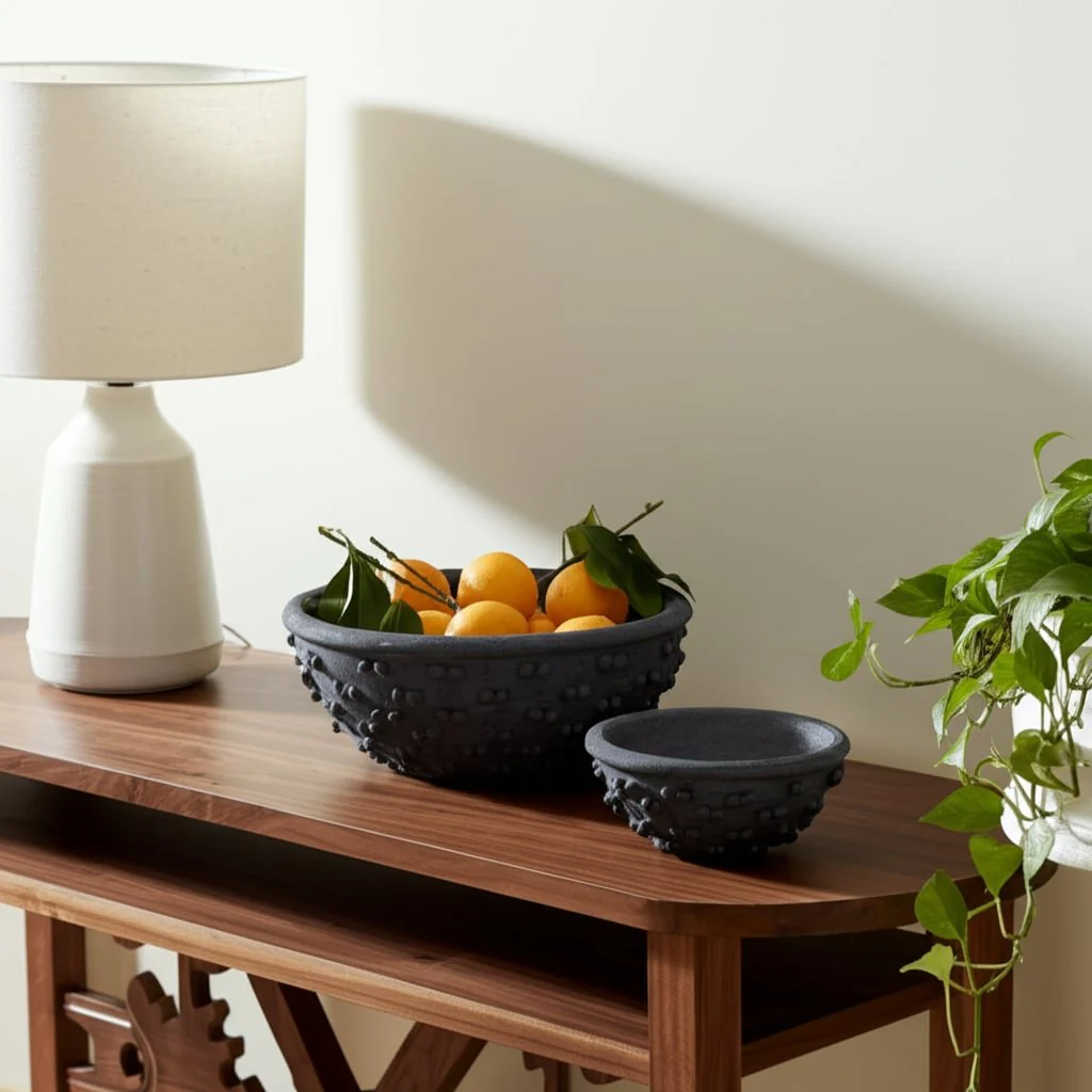 S/2 8/12" Textured Knobby Knot Bowls, Black - Image 9