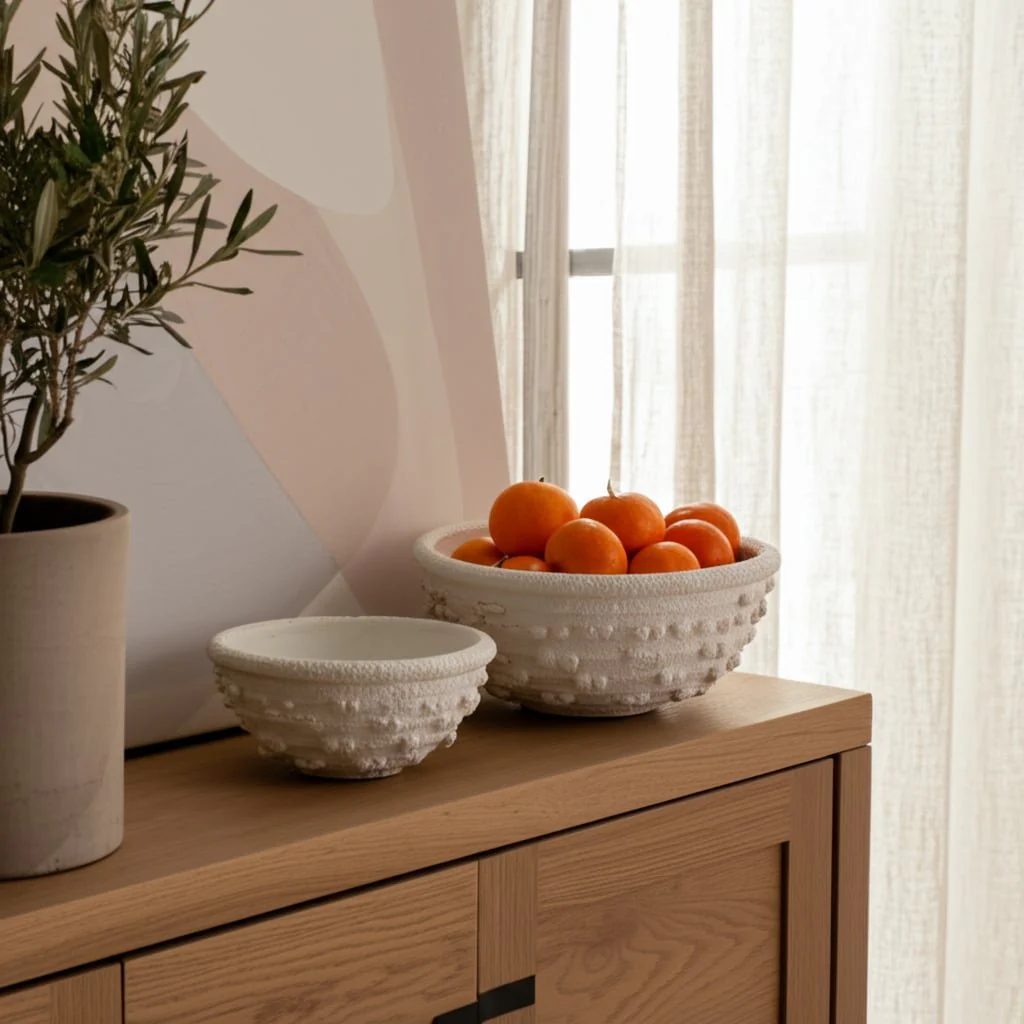 S/2 8/12" Textured Knobby Knot Bowls, White - Image 10