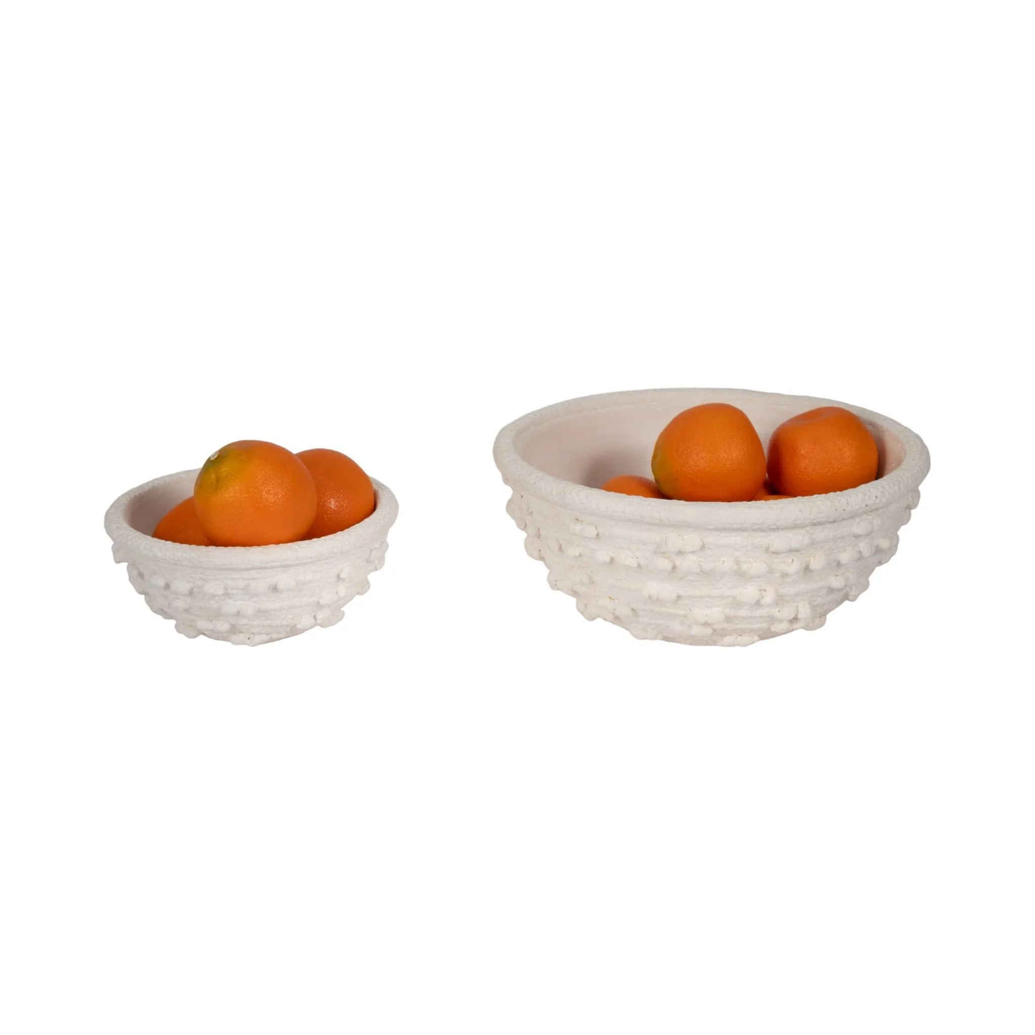 S/2 8/12" Textured Knobby Knot Bowls, White - Image 2