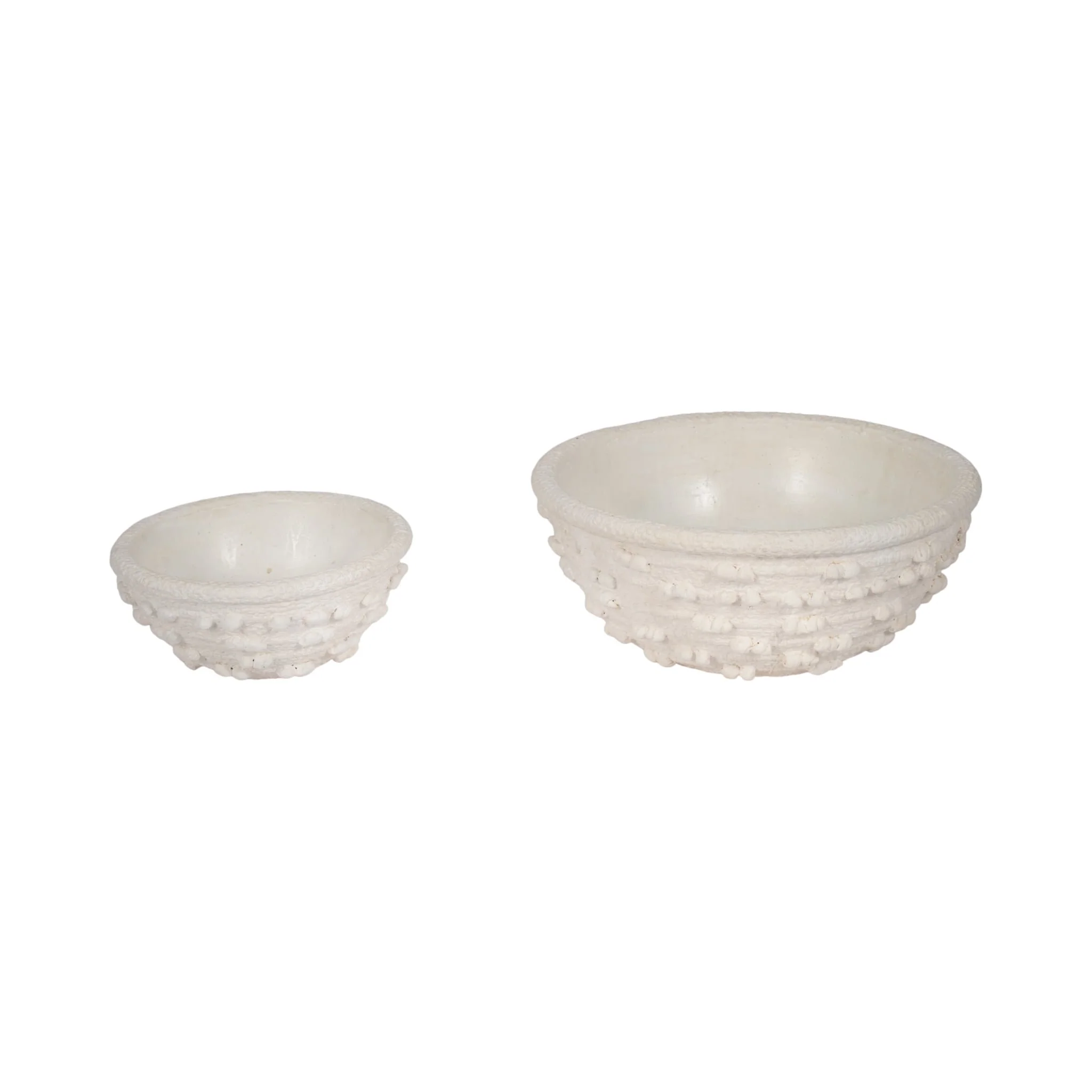 S/2 8/12" Textured Knobby Knot Bowls, White - Image 3