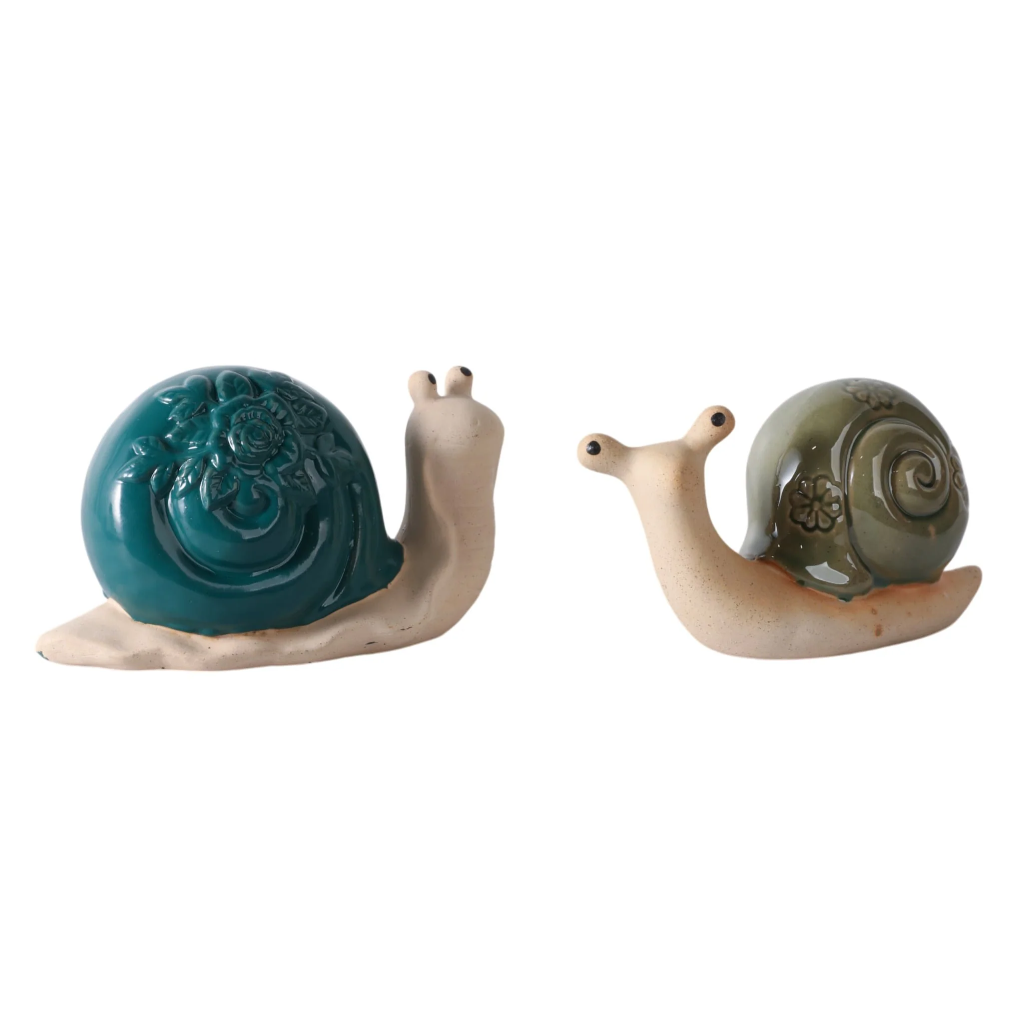 S/2 8" Flower Snails, Blue/green - Image 2
