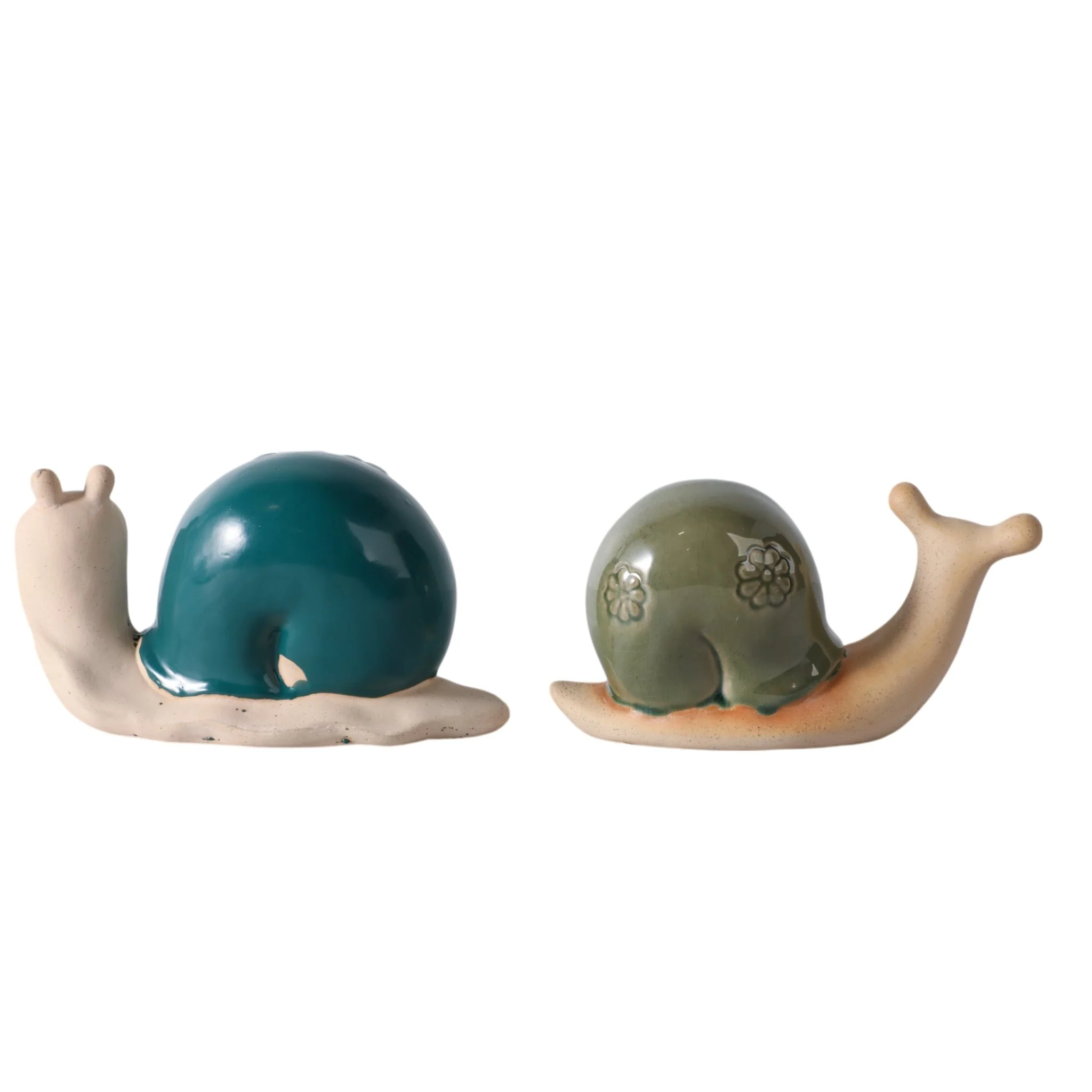 S/2 8" Flower Snails, Blue/green - Image 4